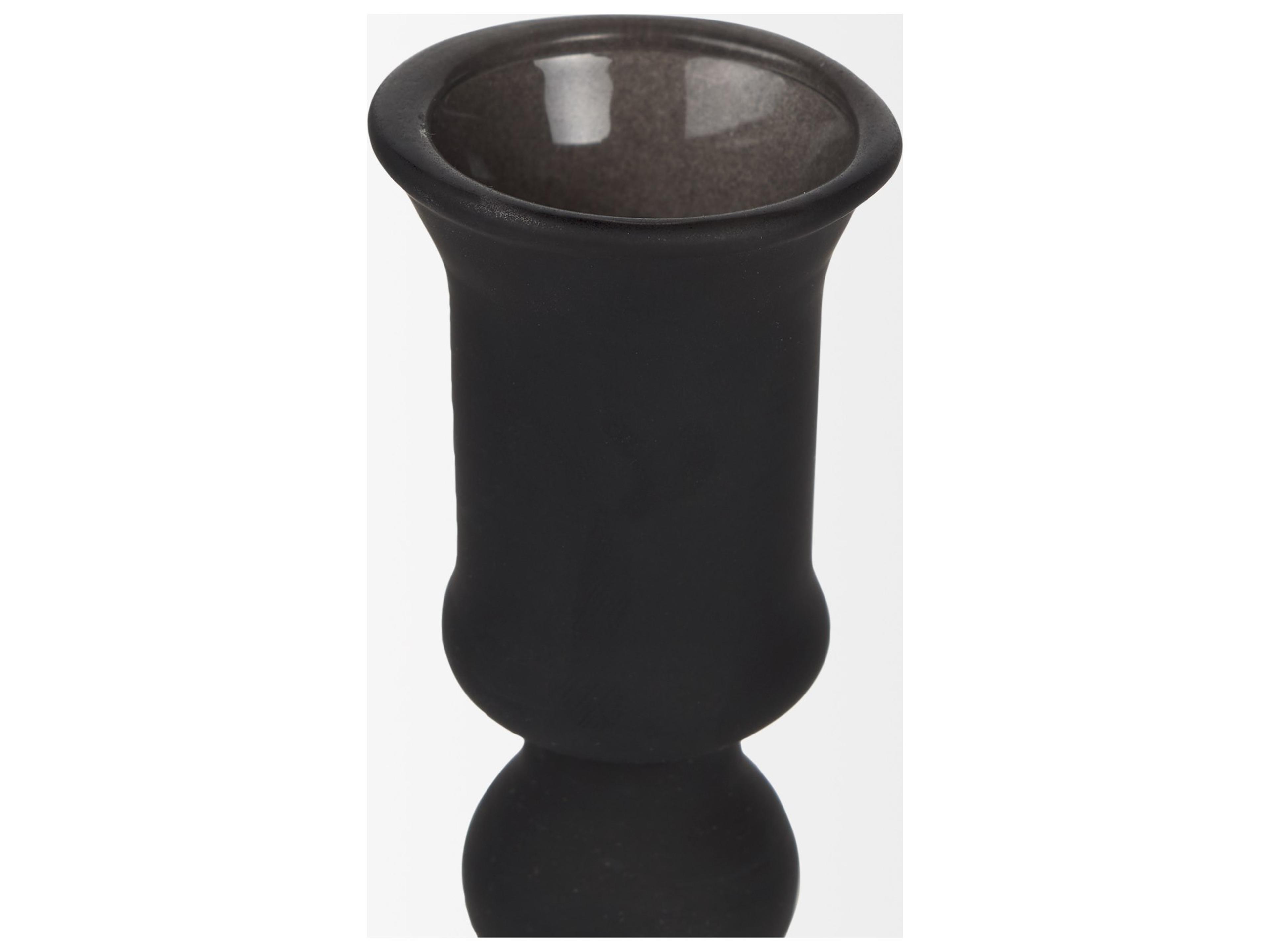 Mercana Haute Large Matte Black Blown Glass Candlestick