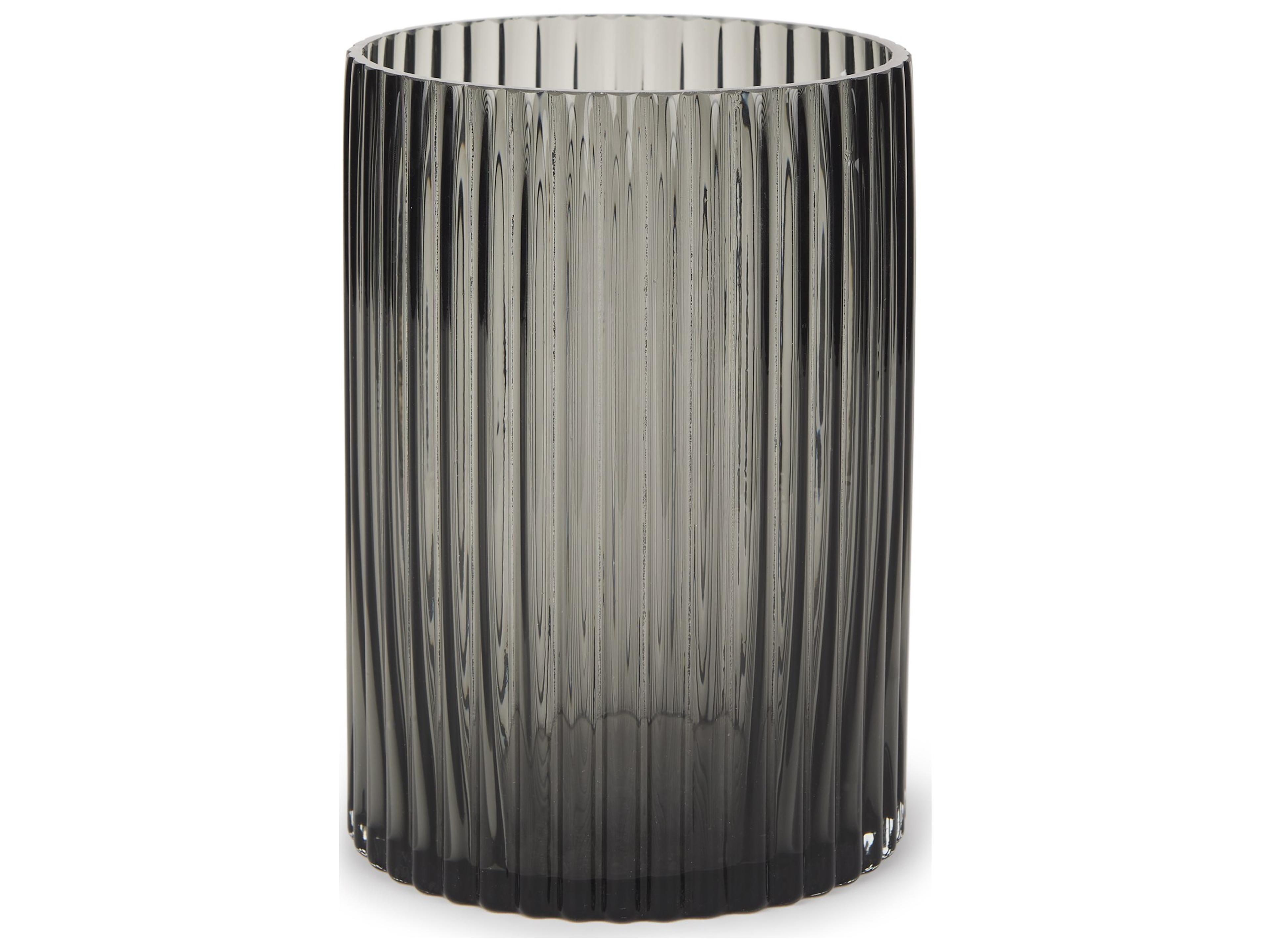 Dawn Short Smokey Black Glass Vase