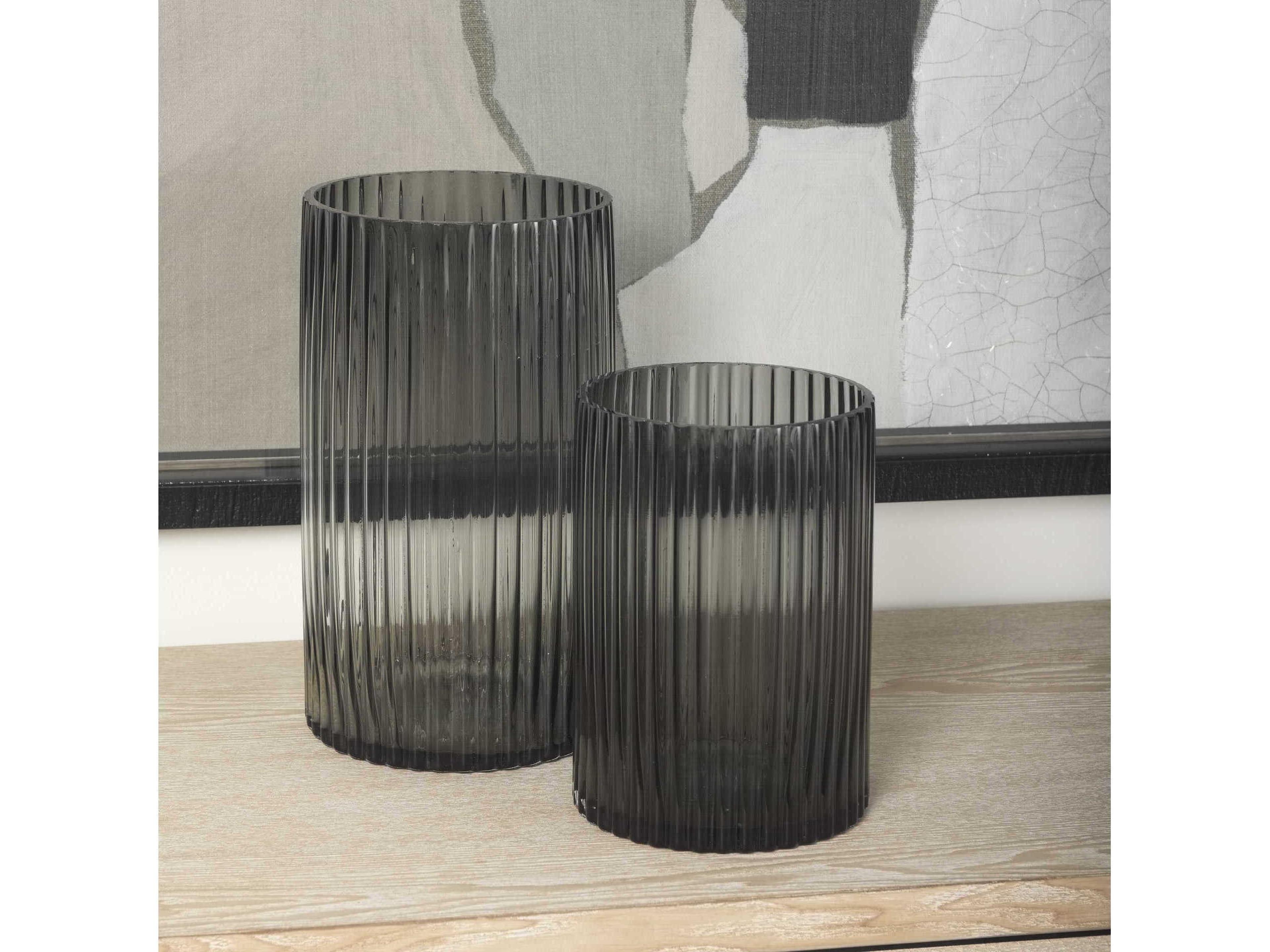 Mercana Dawn Short Smokey Black Glass Vase