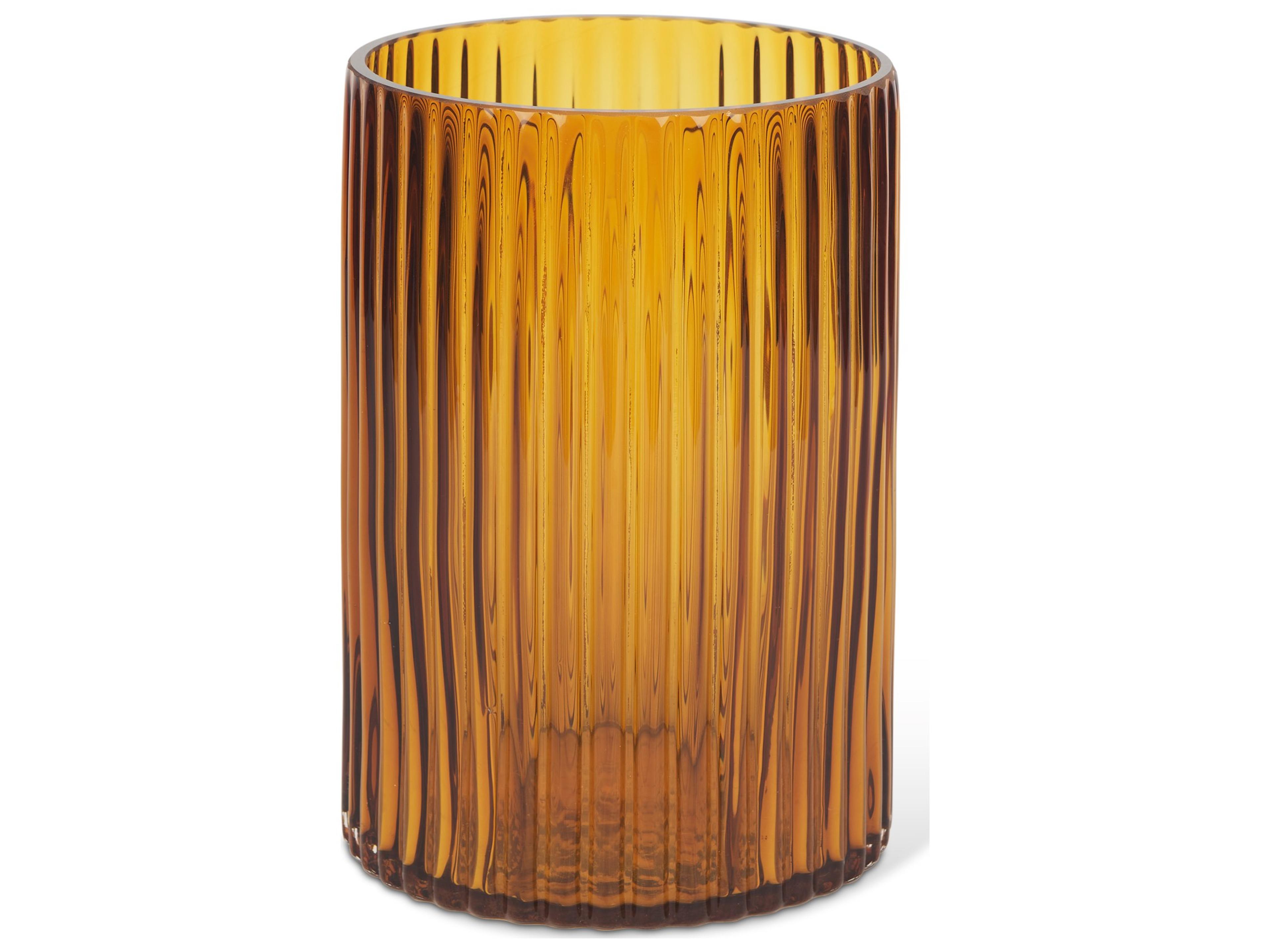 Dawn Short Amber Glass Vase