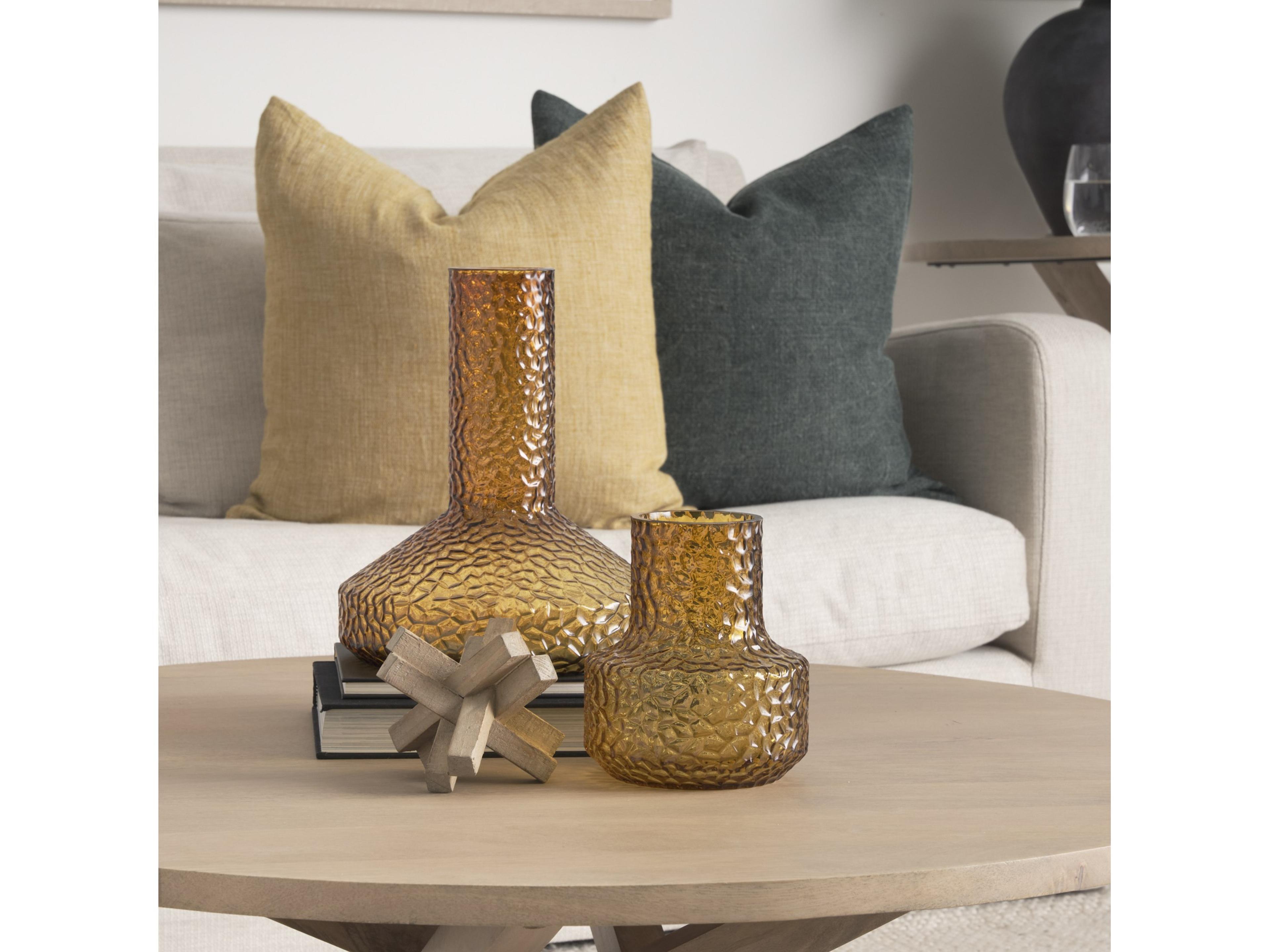 Mercana Jolene Tall  Amber Glass Vase