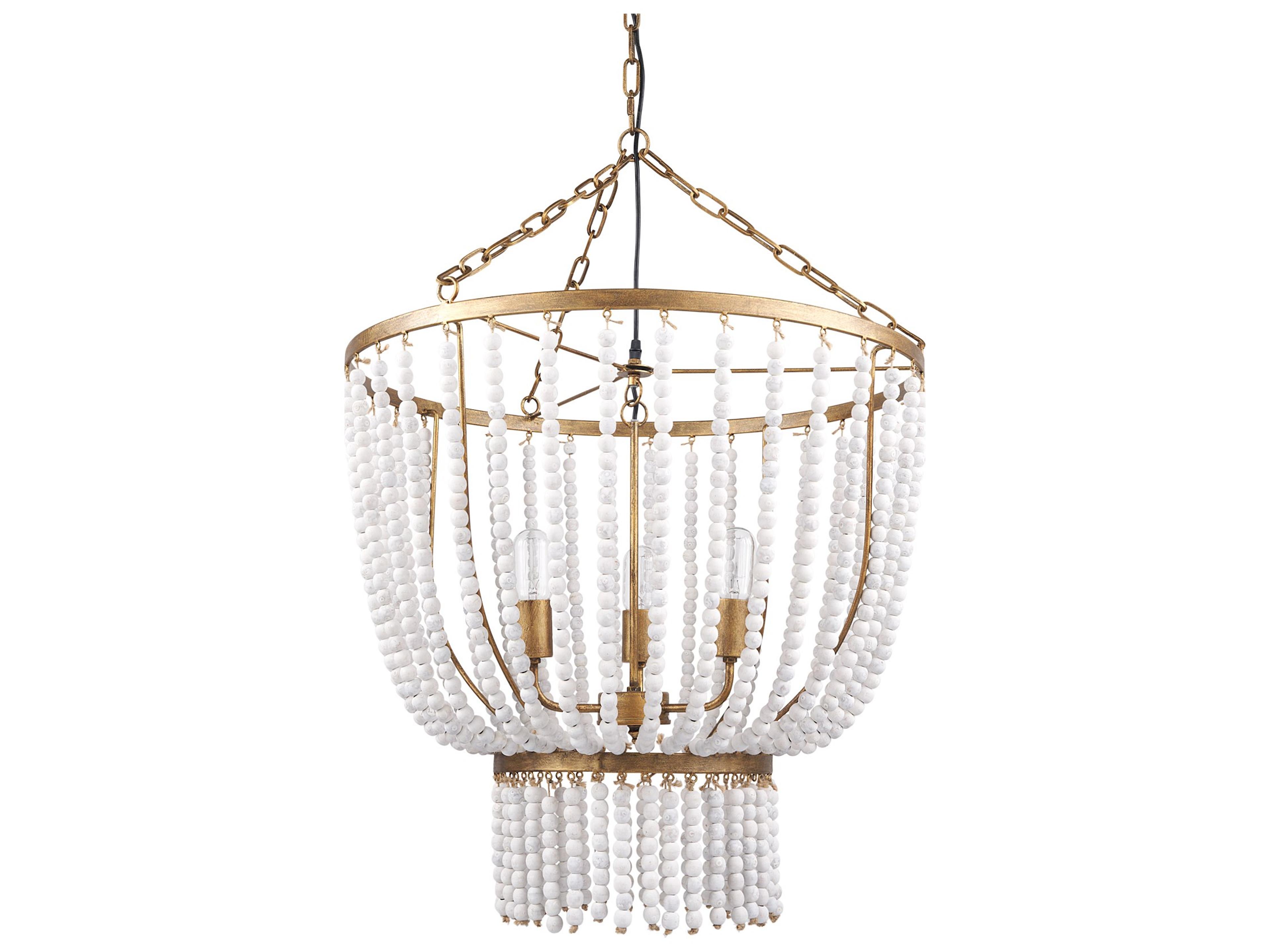 Mercana Rhone Gold Metal and Wood Beaded Chandelier