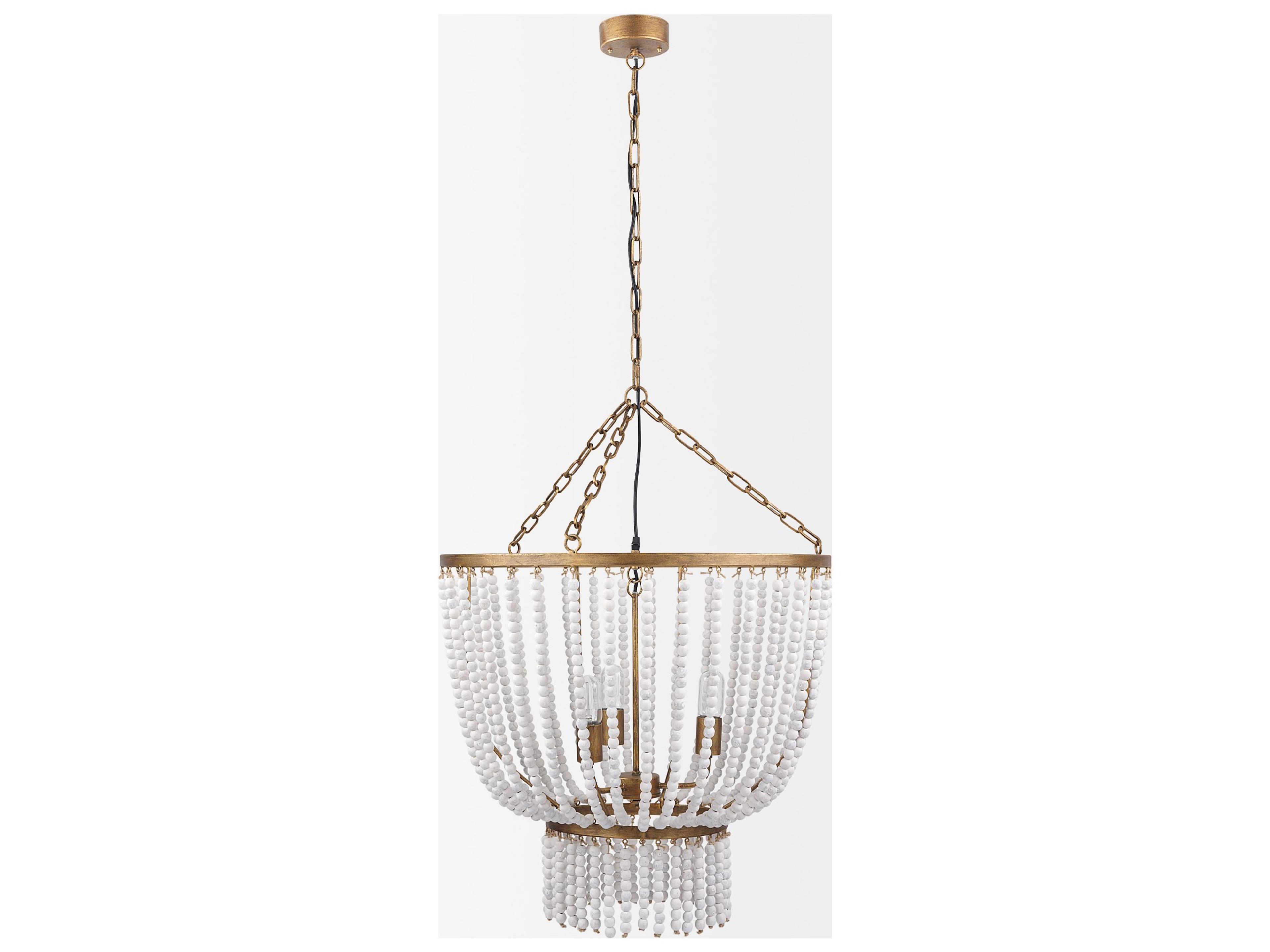 Mercana Rhone Gold Metal and Wood Beaded Chandelier