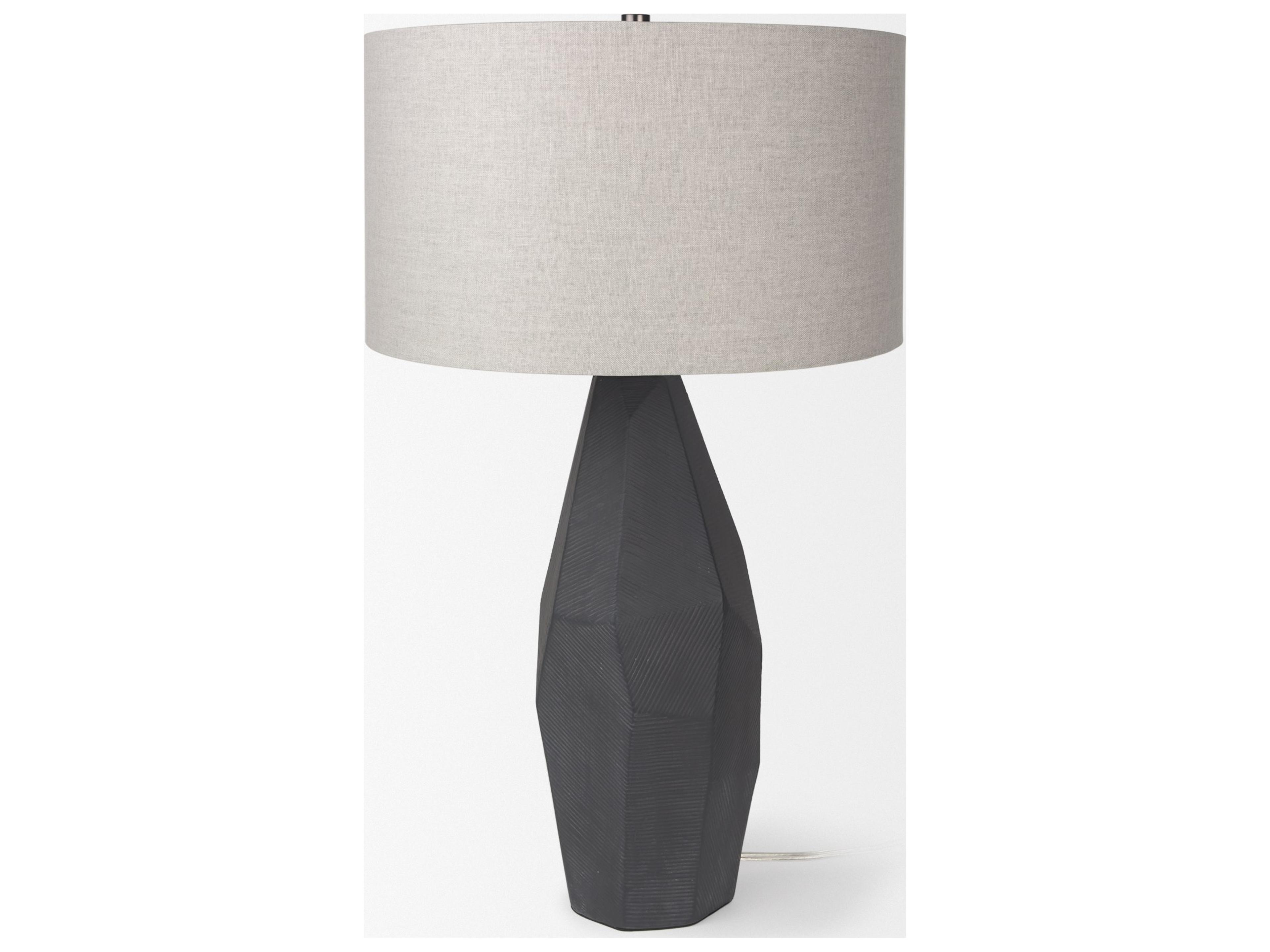 Mercana Piven Black w/ Gray Wash Textured Ceramic Table Lamp