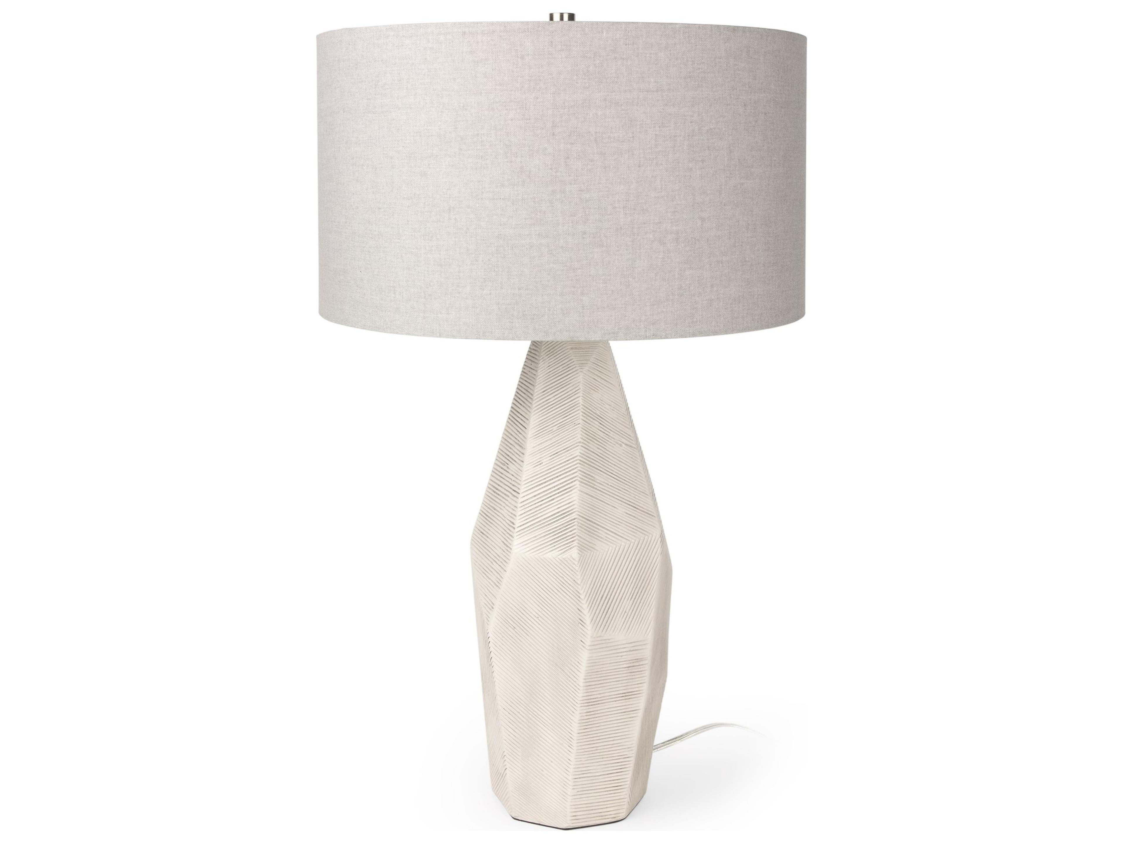 Piven White w/Antiqued Wash Textured Ceramic Table Lamp