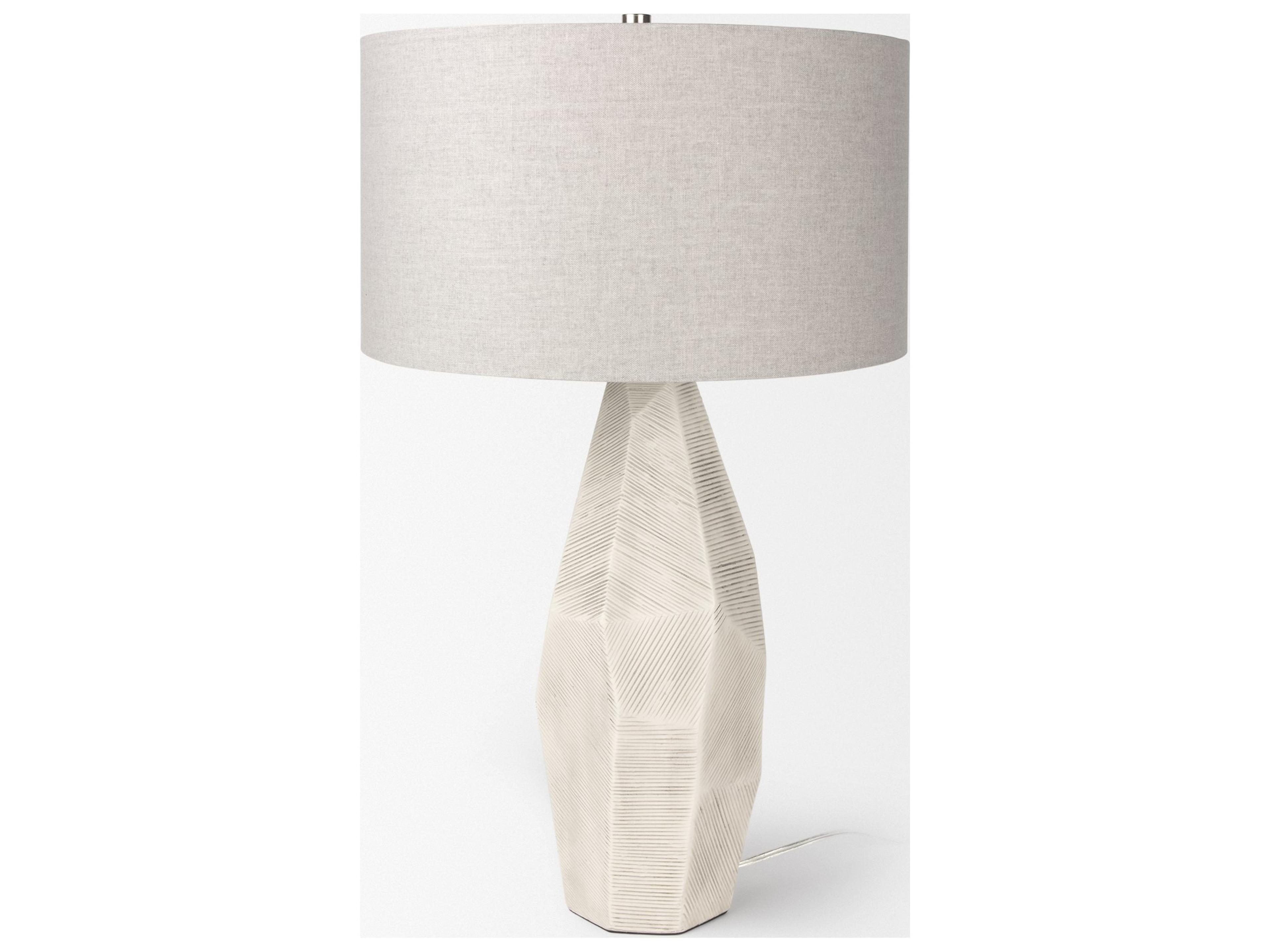 Mercana Piven White w/Antiqued Wash Textured Ceramic Table Lamp