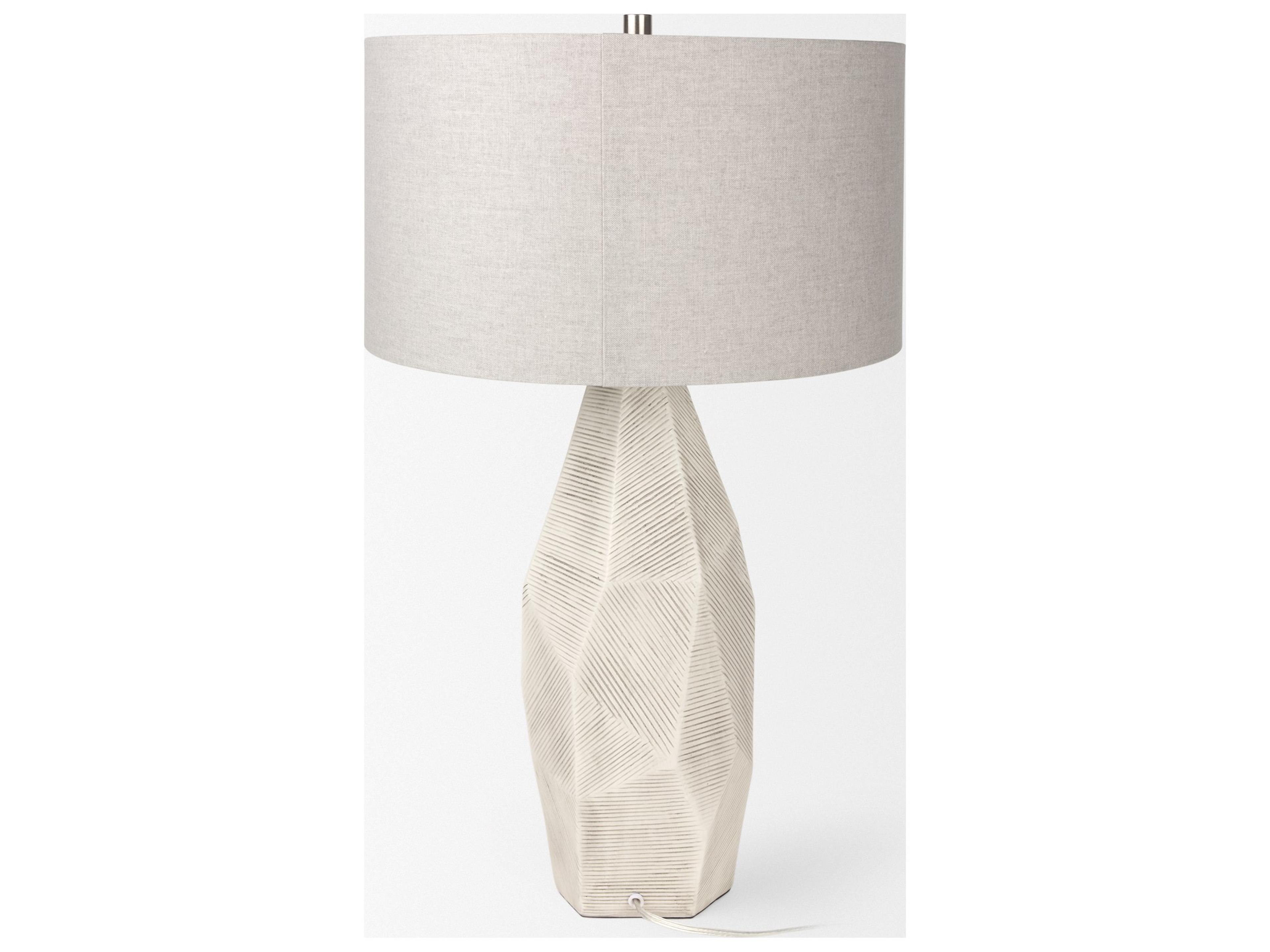 Mercana Piven White w/Antiqued Wash Textured Ceramic Table Lamp