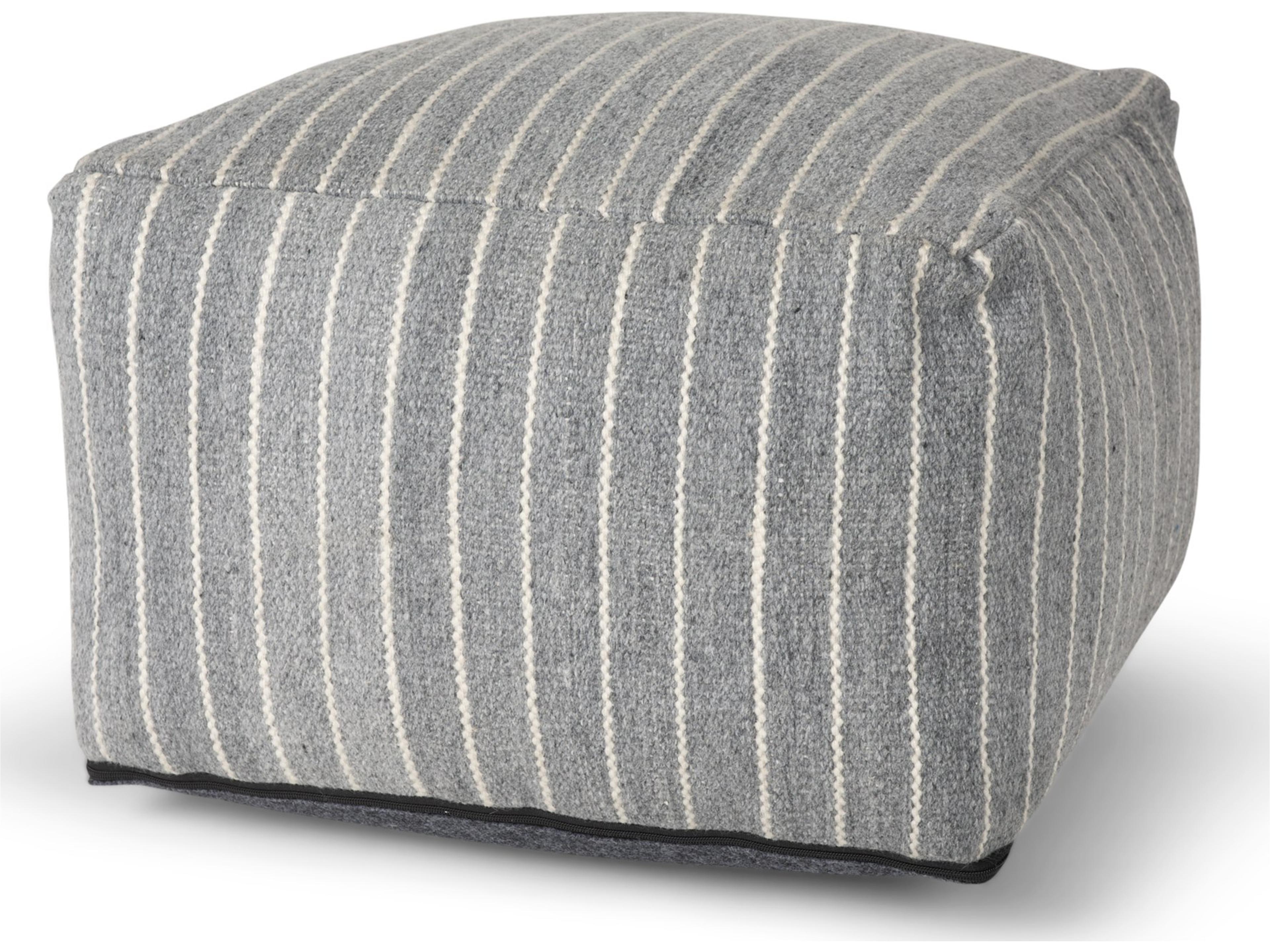 Mercana Kensie Large Blue Striped Pouf