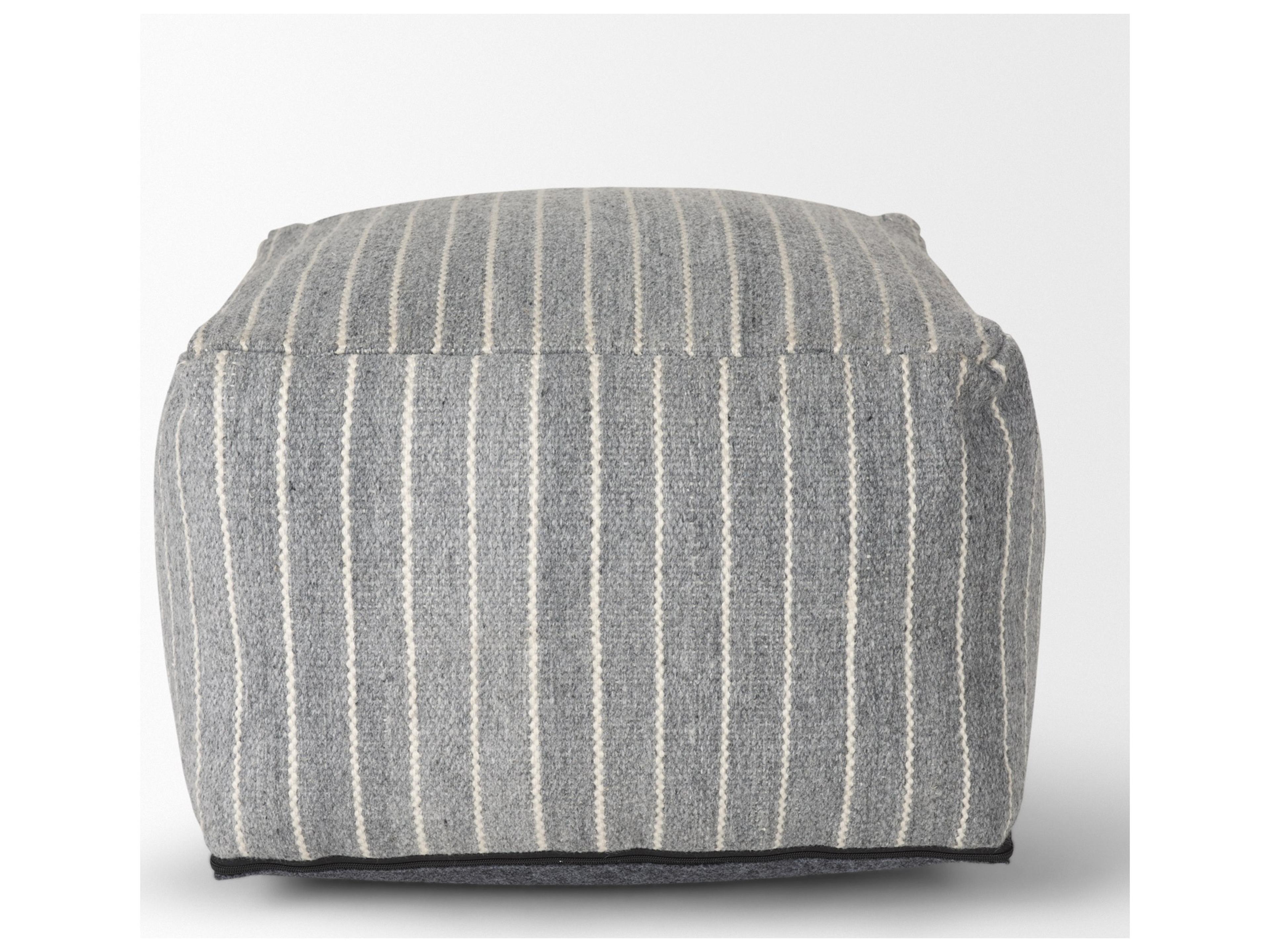 Mercana Kensie Large Blue Striped Pouf