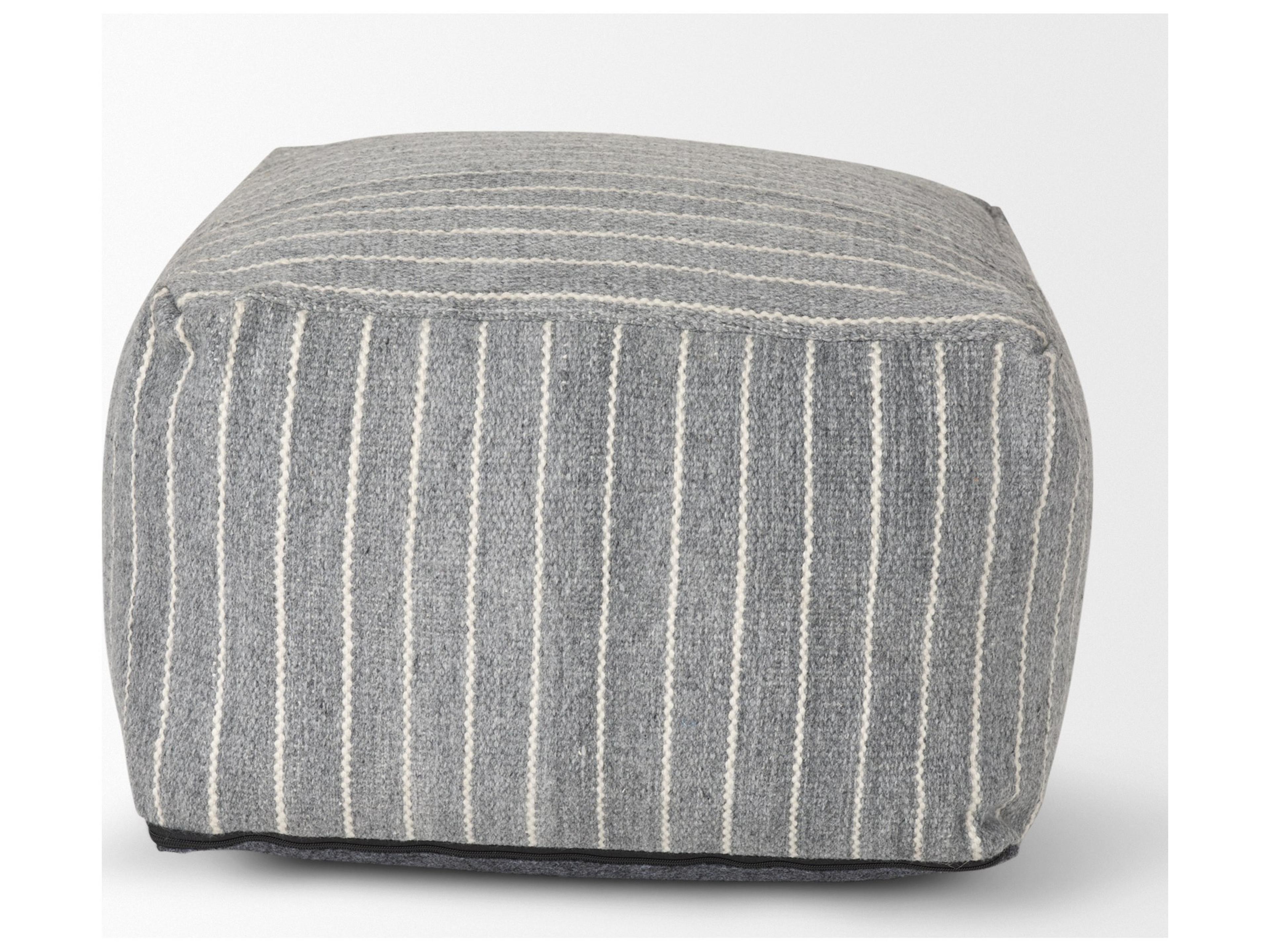 Mercana Kensie Large Blue Striped Pouf