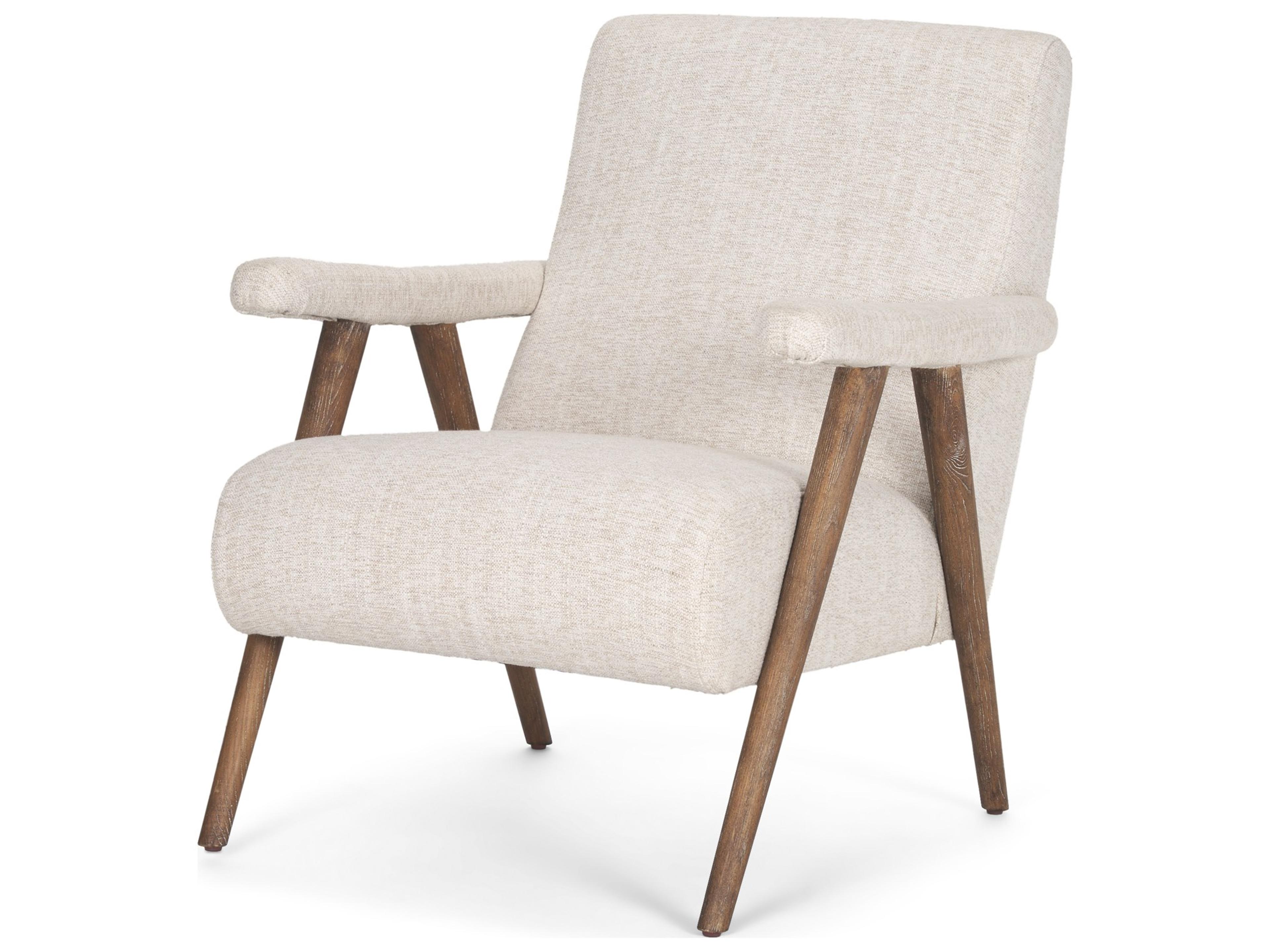 Mercana Nico Oatmeal Upholstered w/ Brown Wood Accent Chair