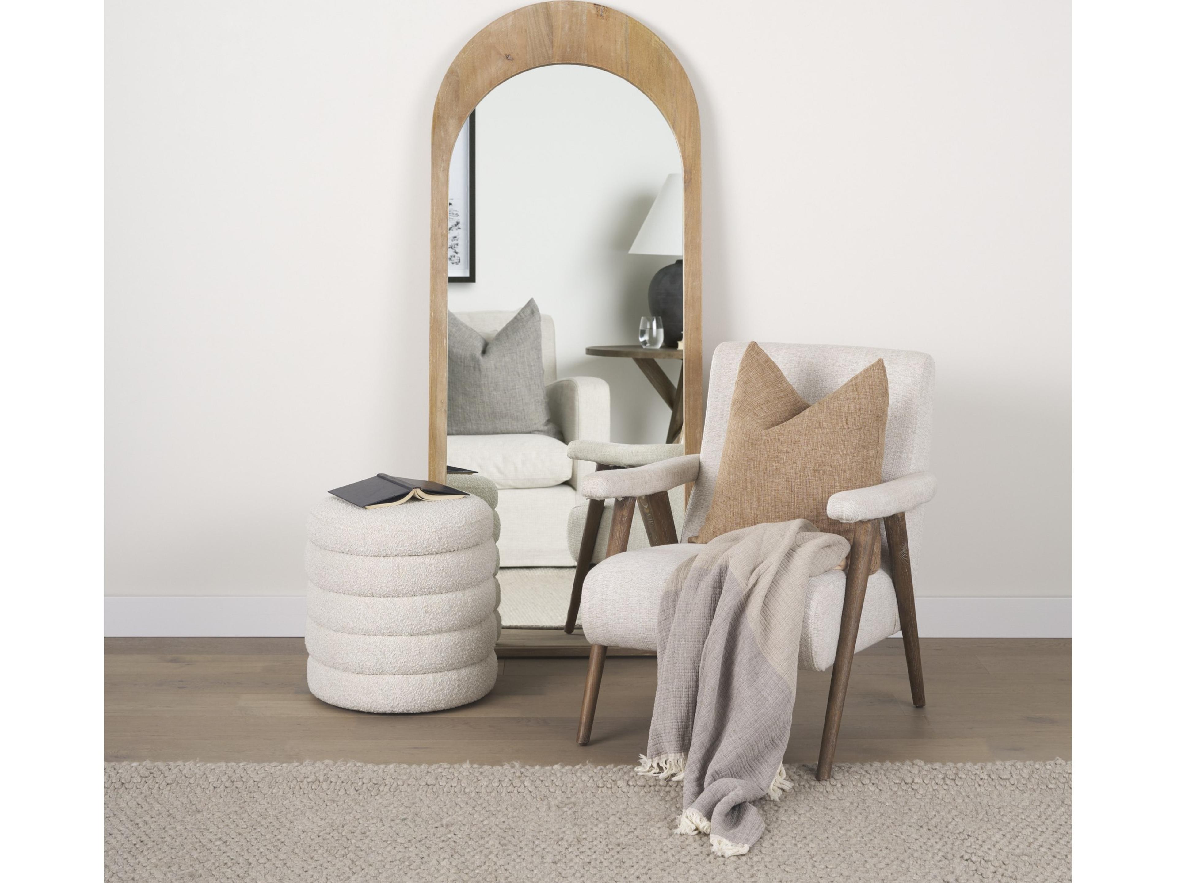 Mercana Nico Oatmeal Upholstered w/ Brown Wood Accent Chair