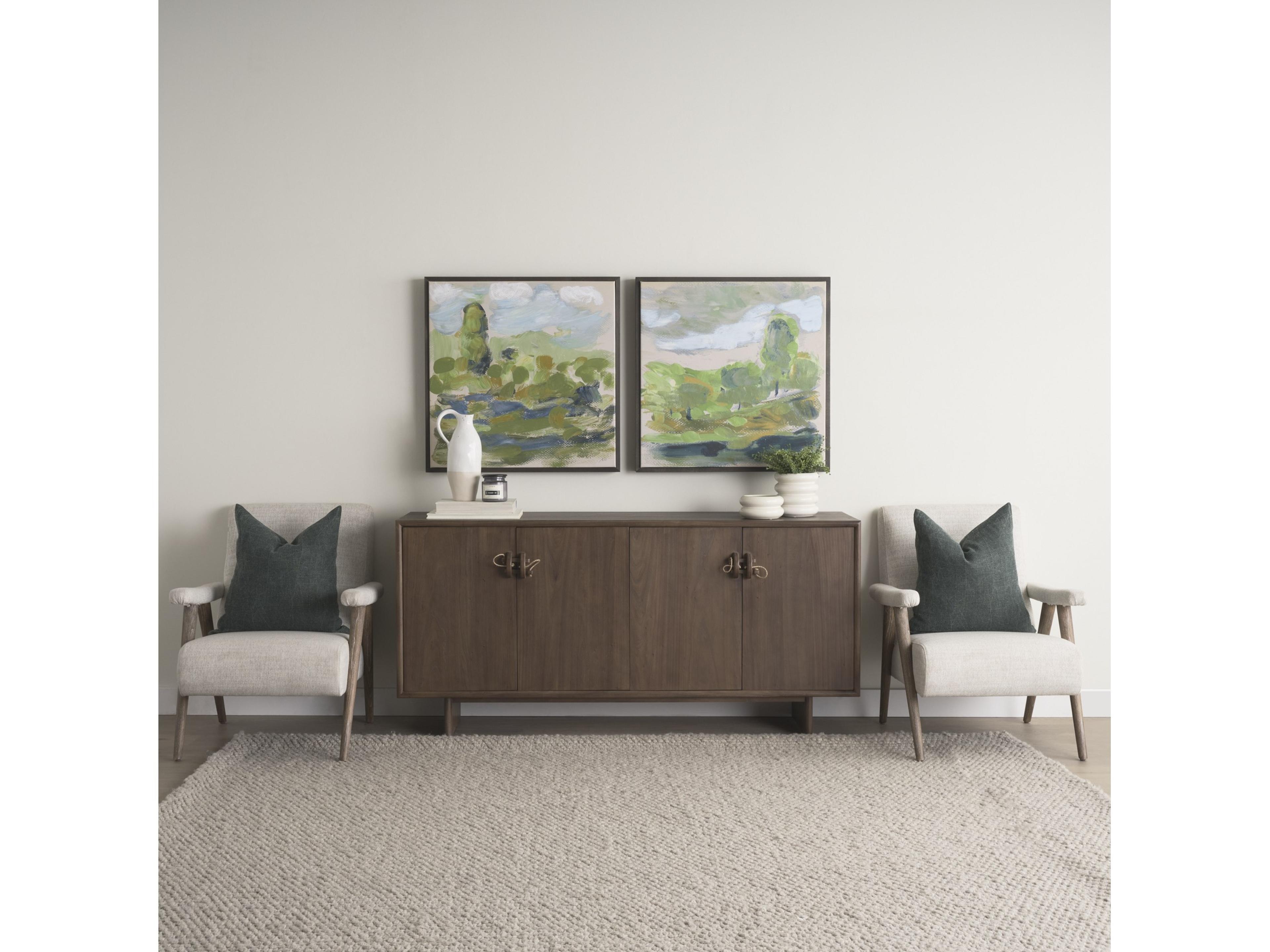 Mercana Nico Oatmeal Upholstered w/ Brown Wood Accent Chair