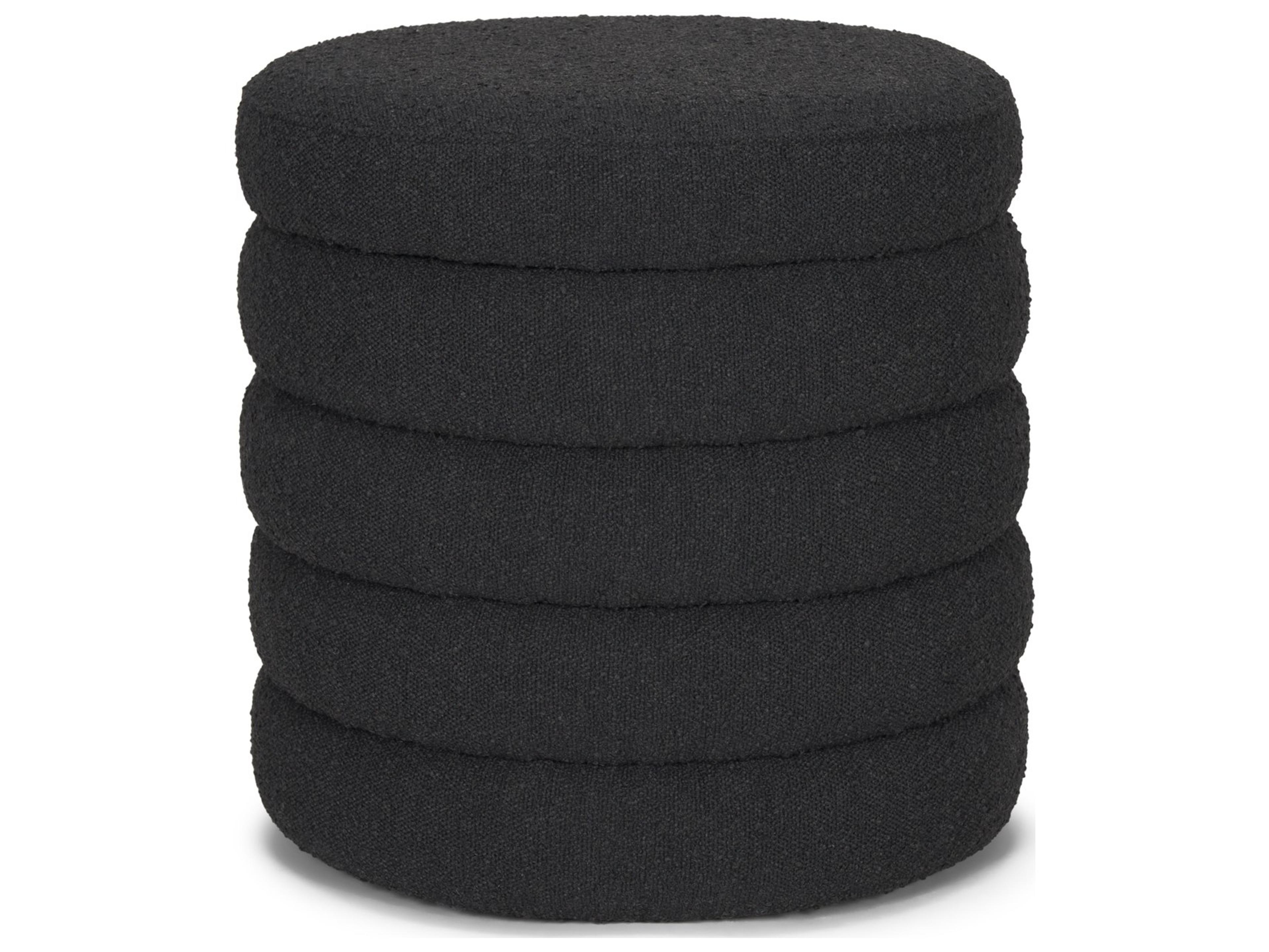 Elise Black Boucle Upholstered Storage Ottoman