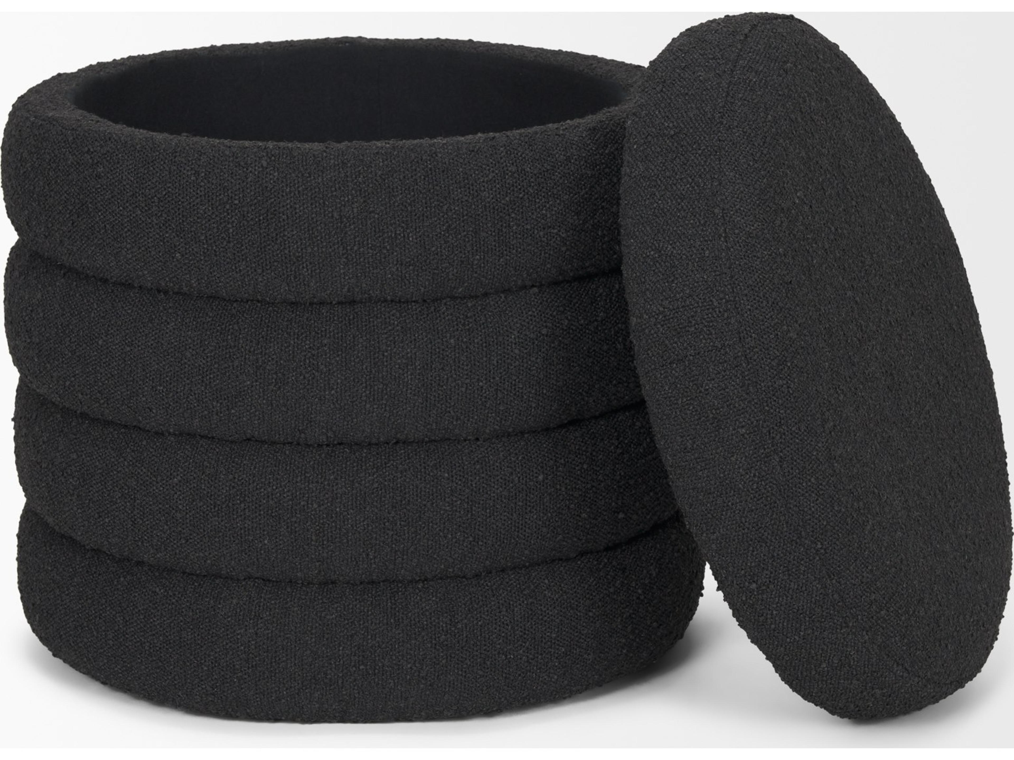 Mercana Elise Black Boucle Upholstered Storage Ottoman