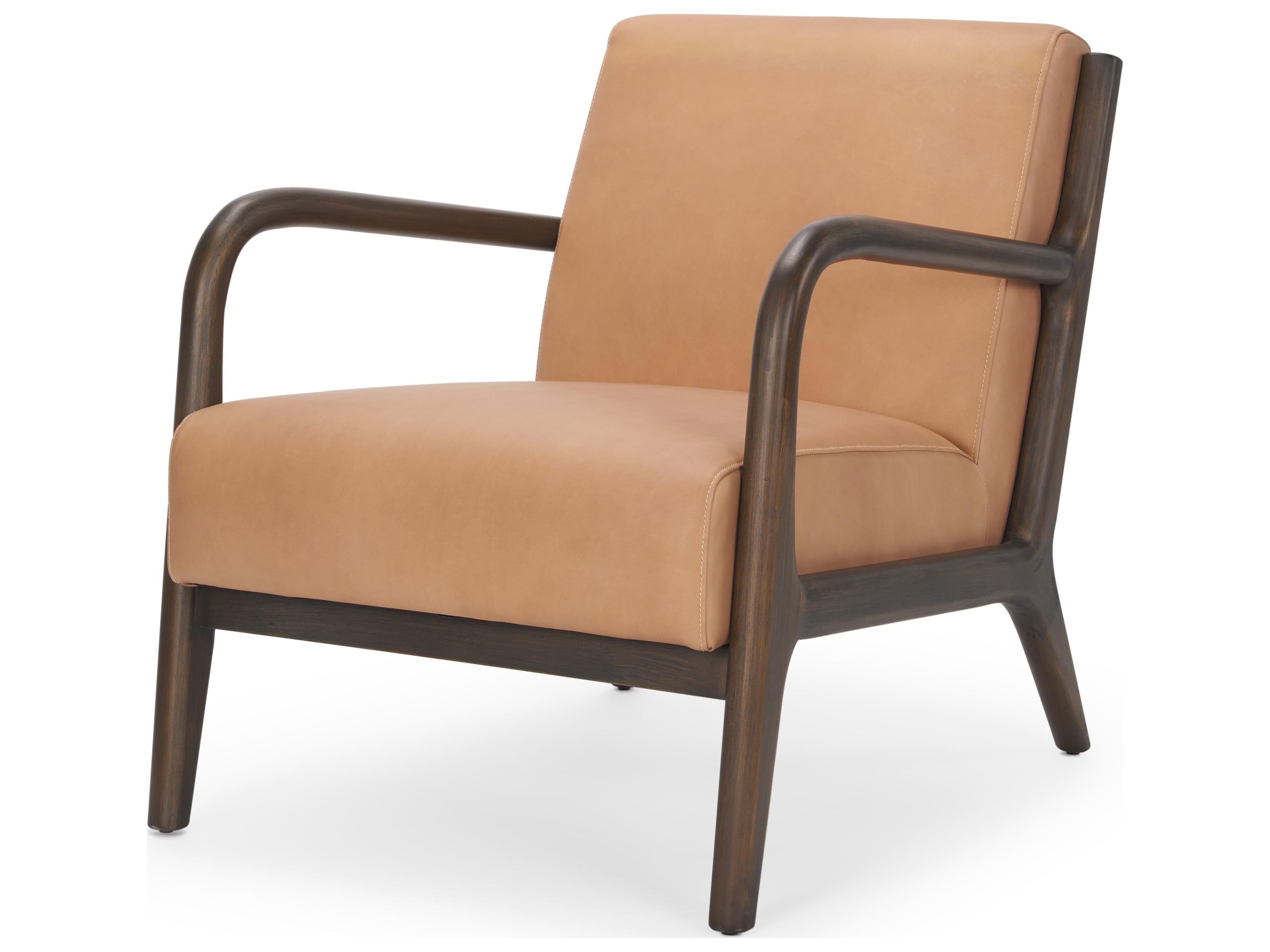 Mercana Cashel Accent Chair W/ Dark Brown Wood and Tan Genuine Leather