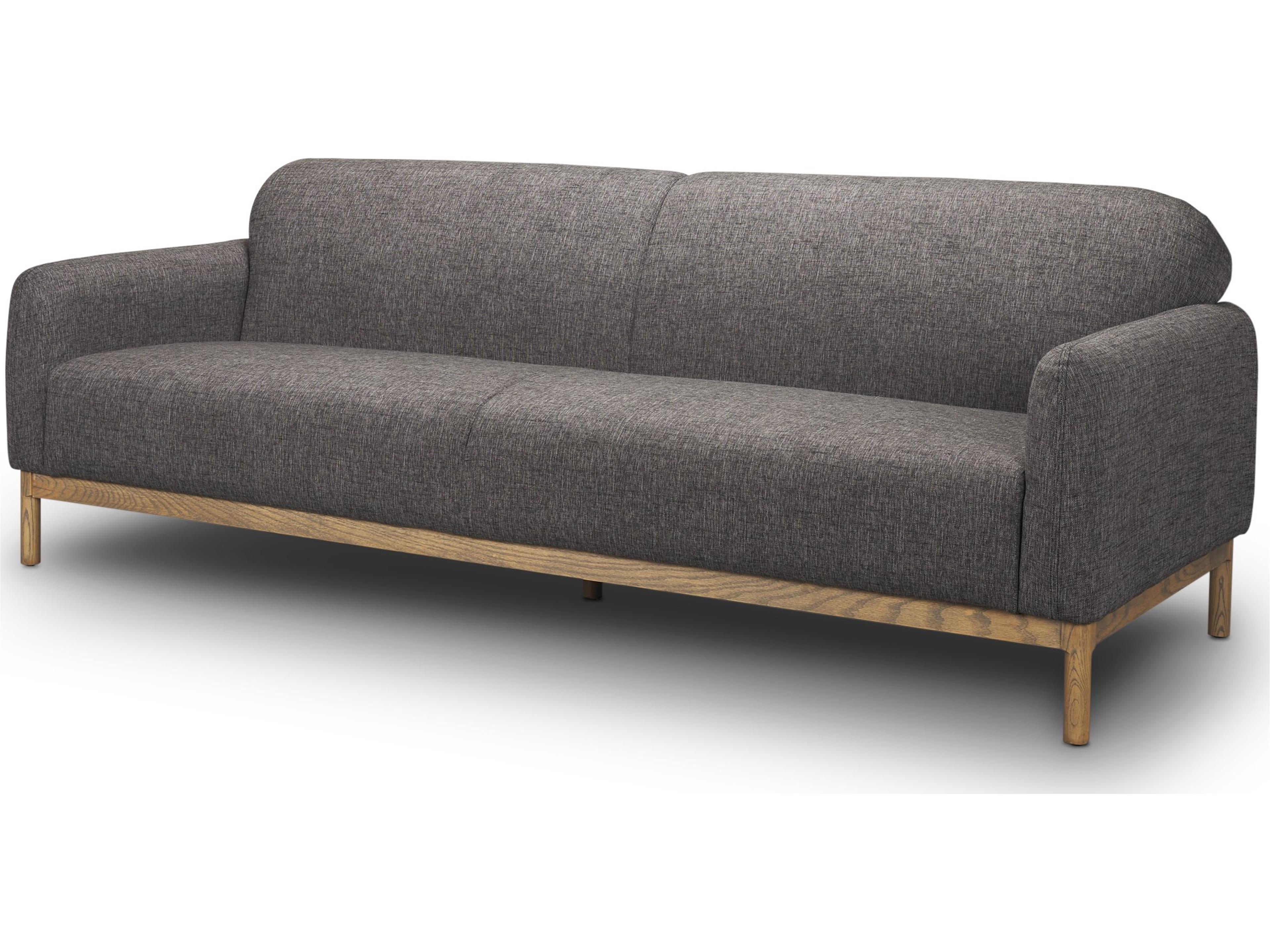 Hale Sofa W/ Medium Brown Wood and Gray Fabric