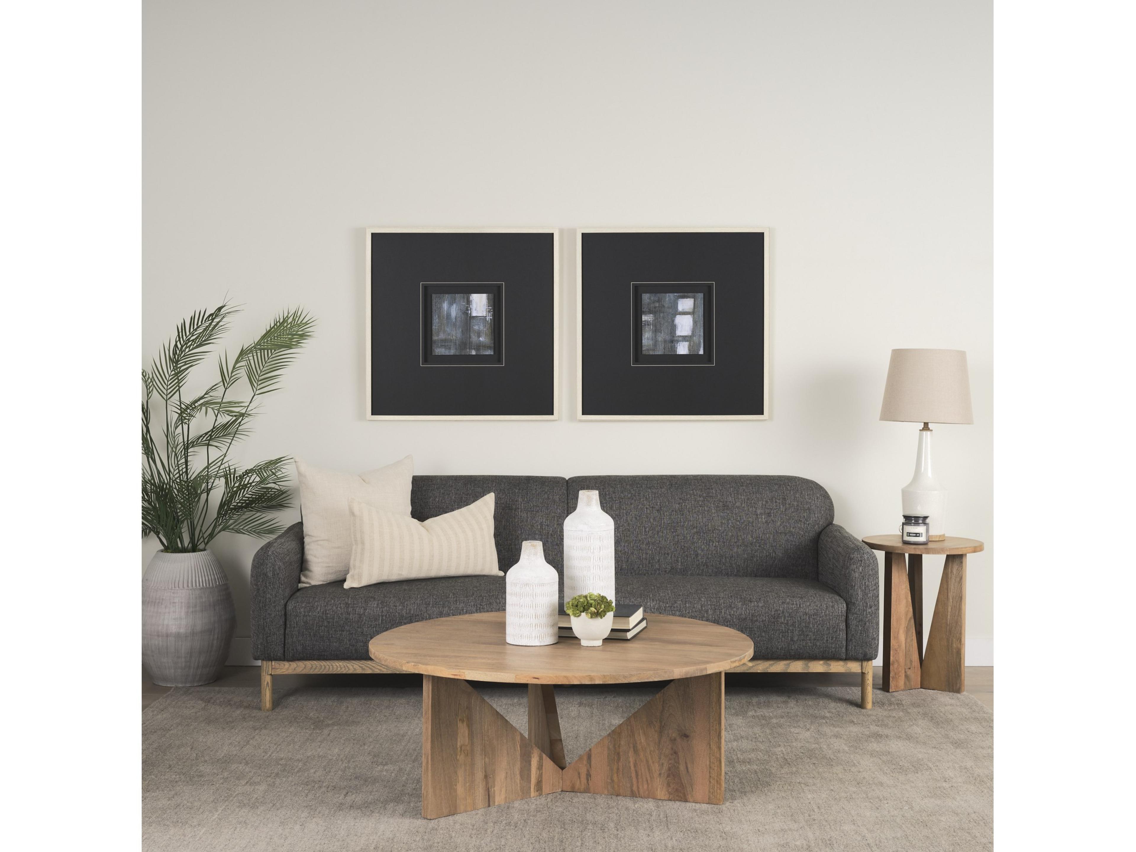 Mercana Hale Sofa W/ Medium Brown Wood and Gray Fabric