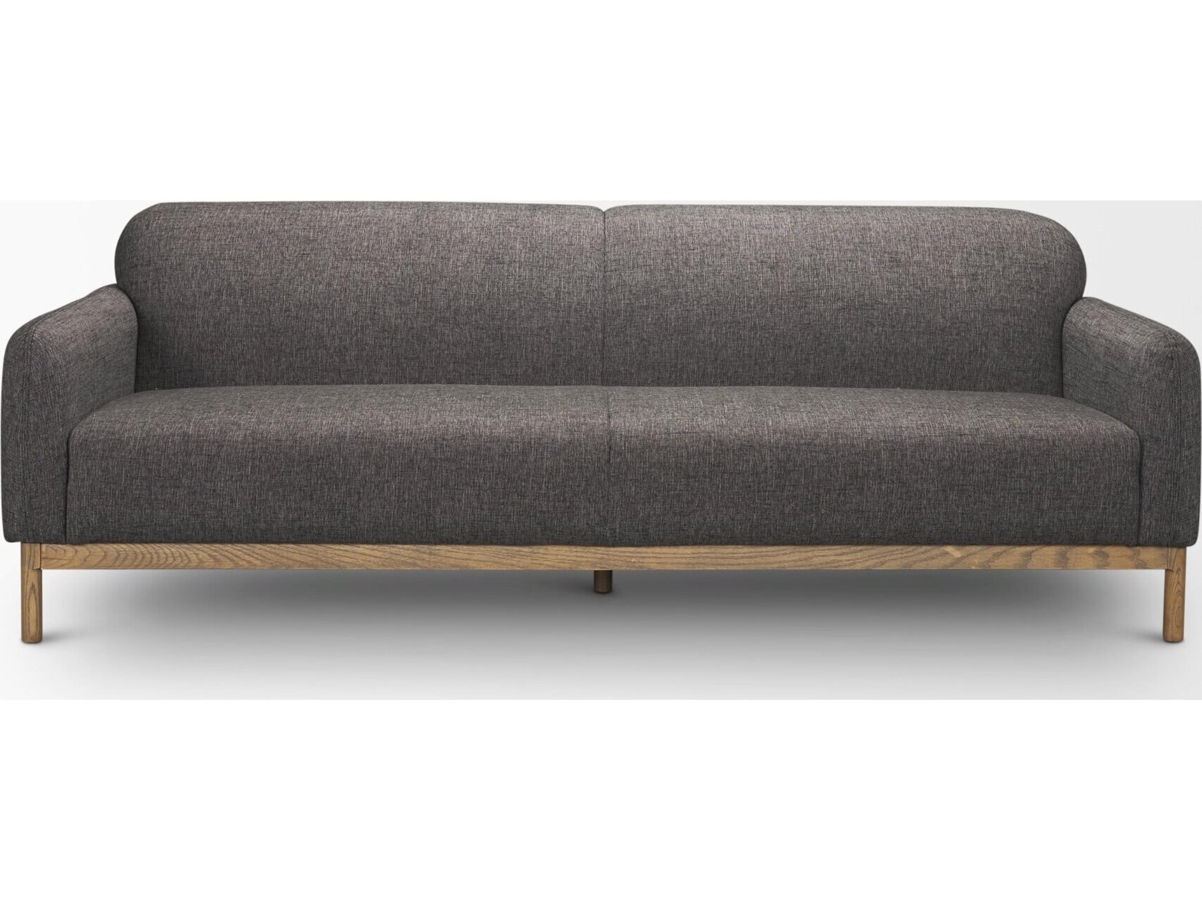 Mercana Hale Sofa W/ Medium Brown Wood and Gray Fabric