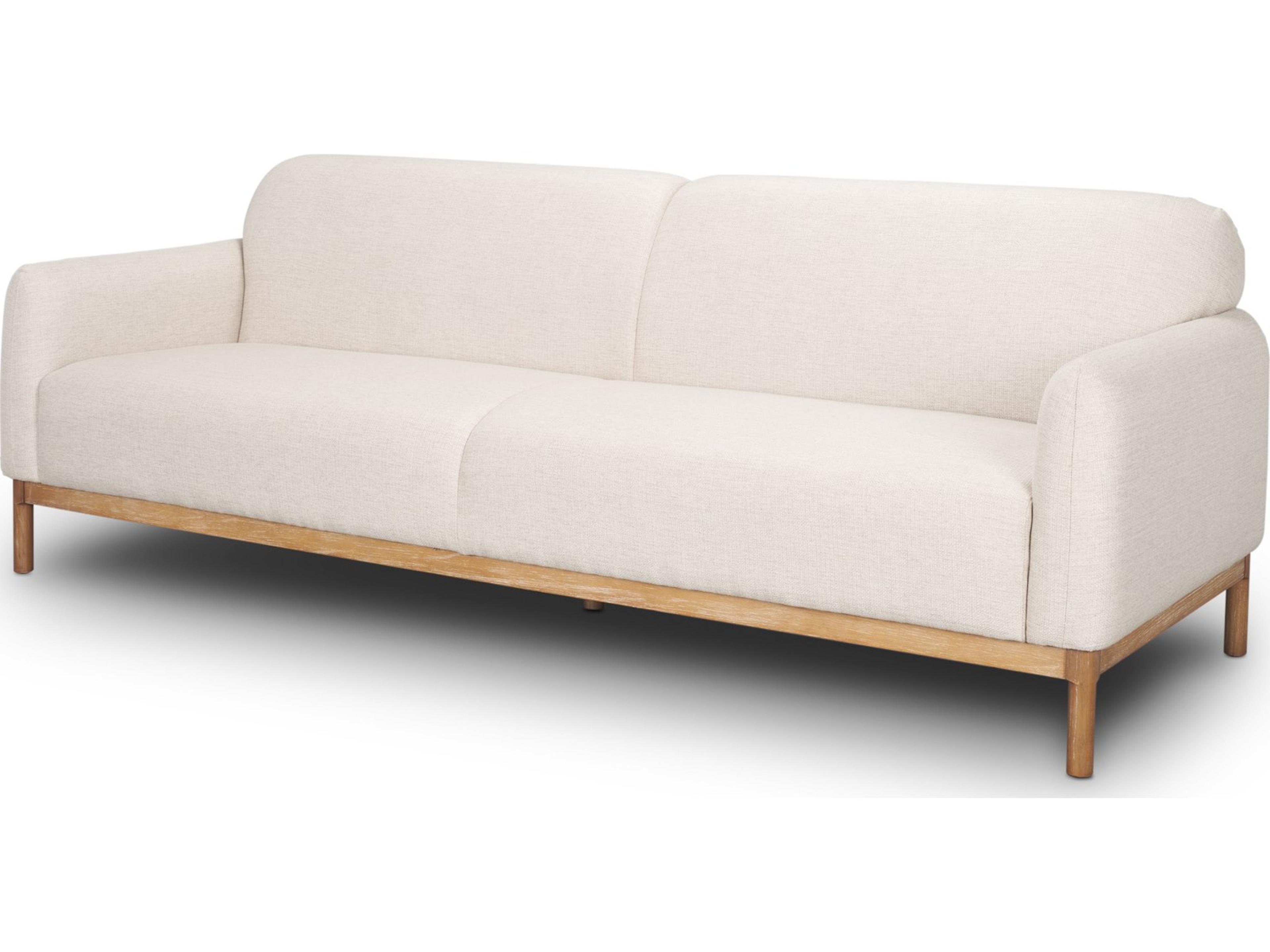 Hale Sofa W/ Medium Brown Wood and Oatmeal Fabric