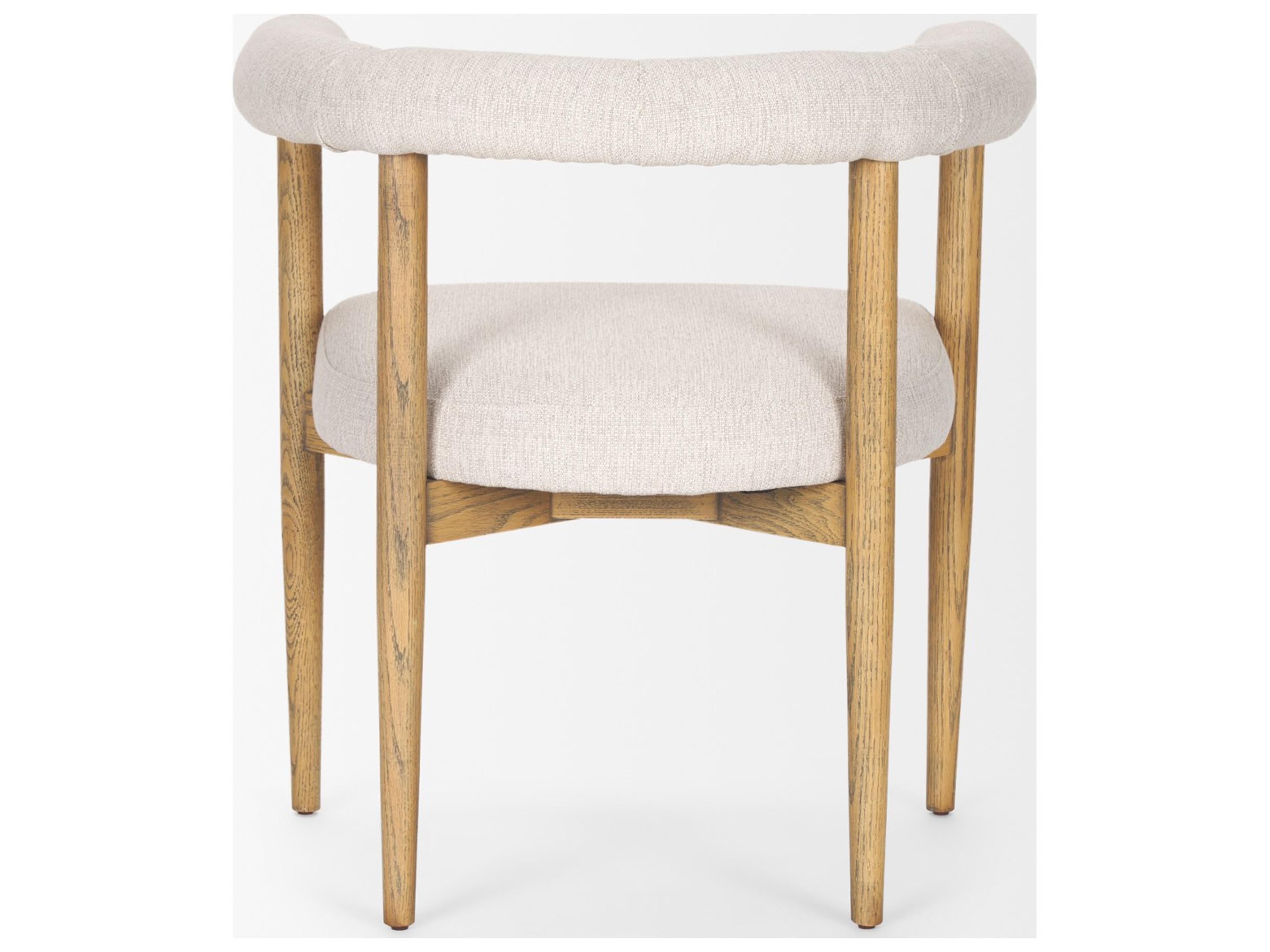 Mercana Arden Dining Chair w/ Medium Brown Wood and Cream Twill Fabric
