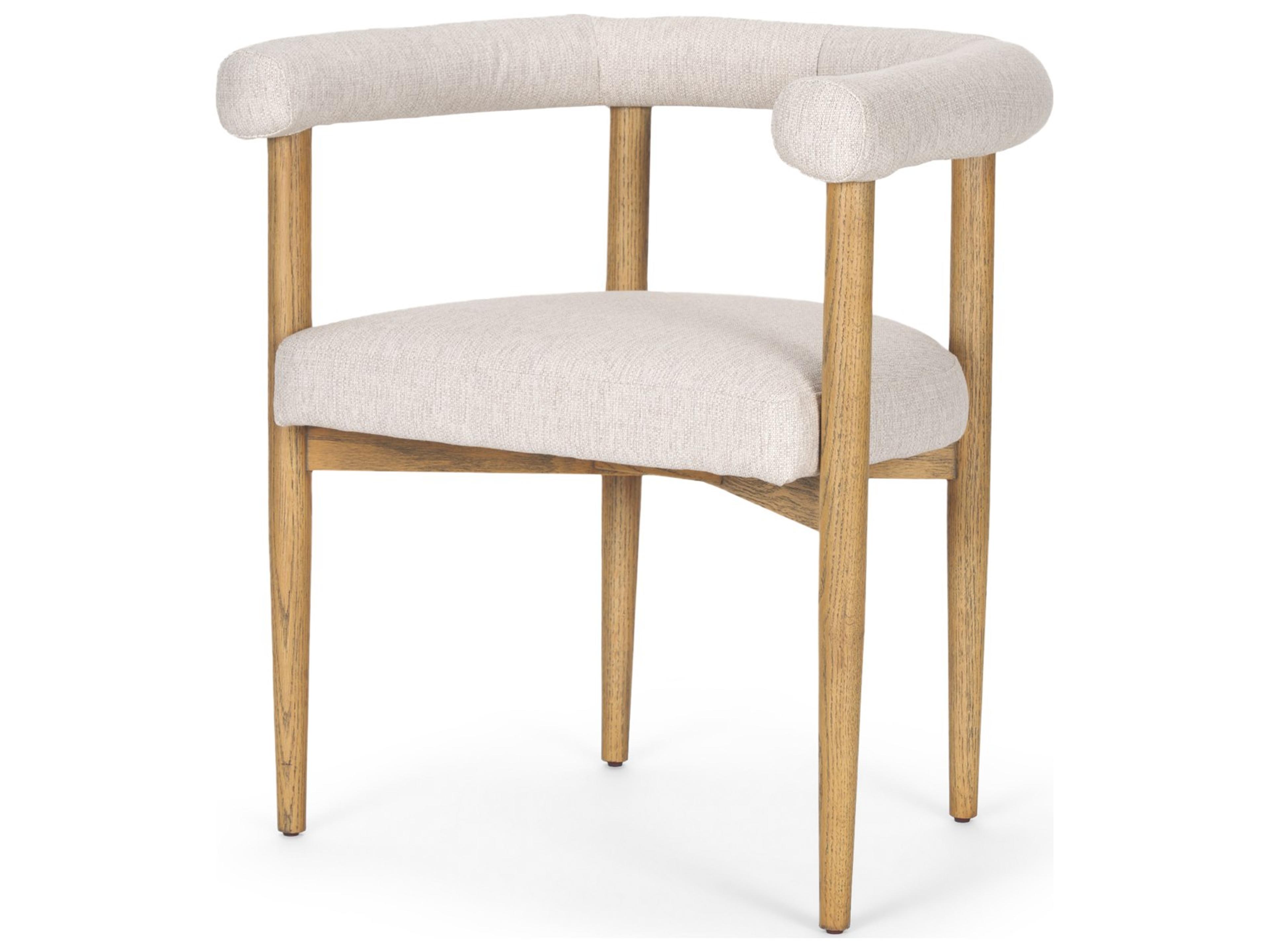 Mercana Arden Dining Chair w/ Medium Brown Wood and Cream Twill Fabric