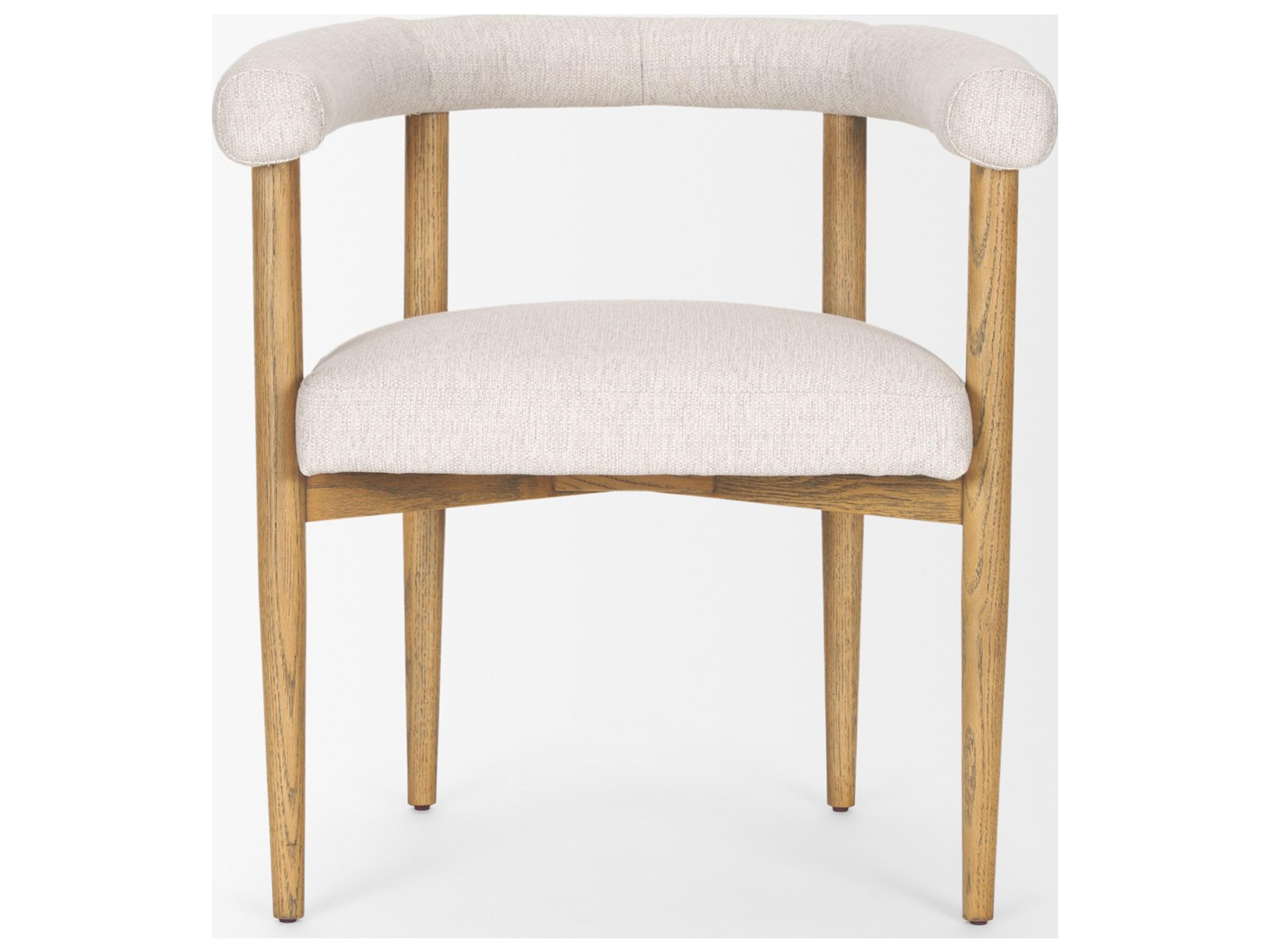 Mercana Arden Dining Chair w/ Medium Brown Wood and Cream Twill Fabric