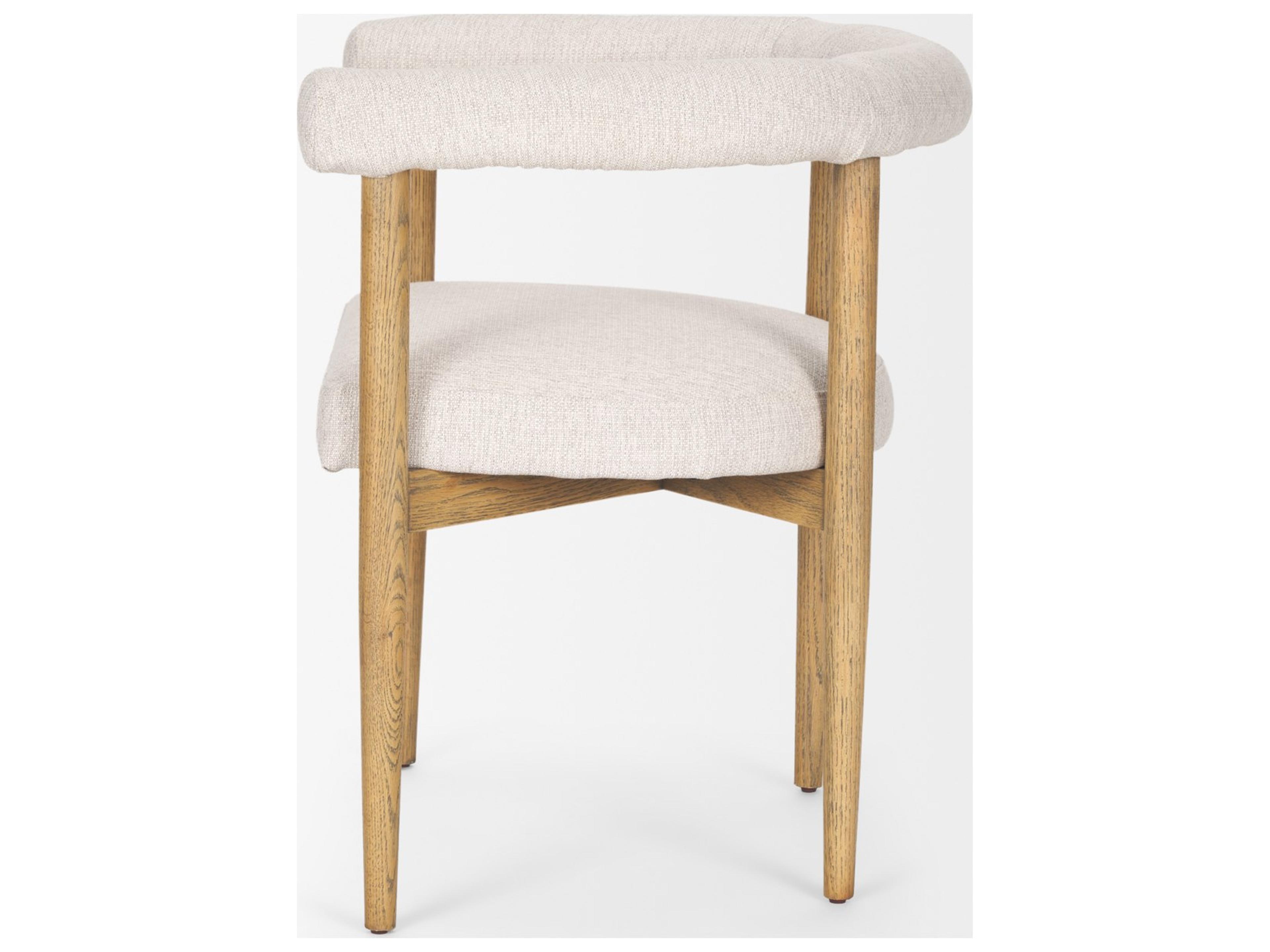 Mercana Arden Dining Chair w/ Medium Brown Wood and Cream Twill Fabric