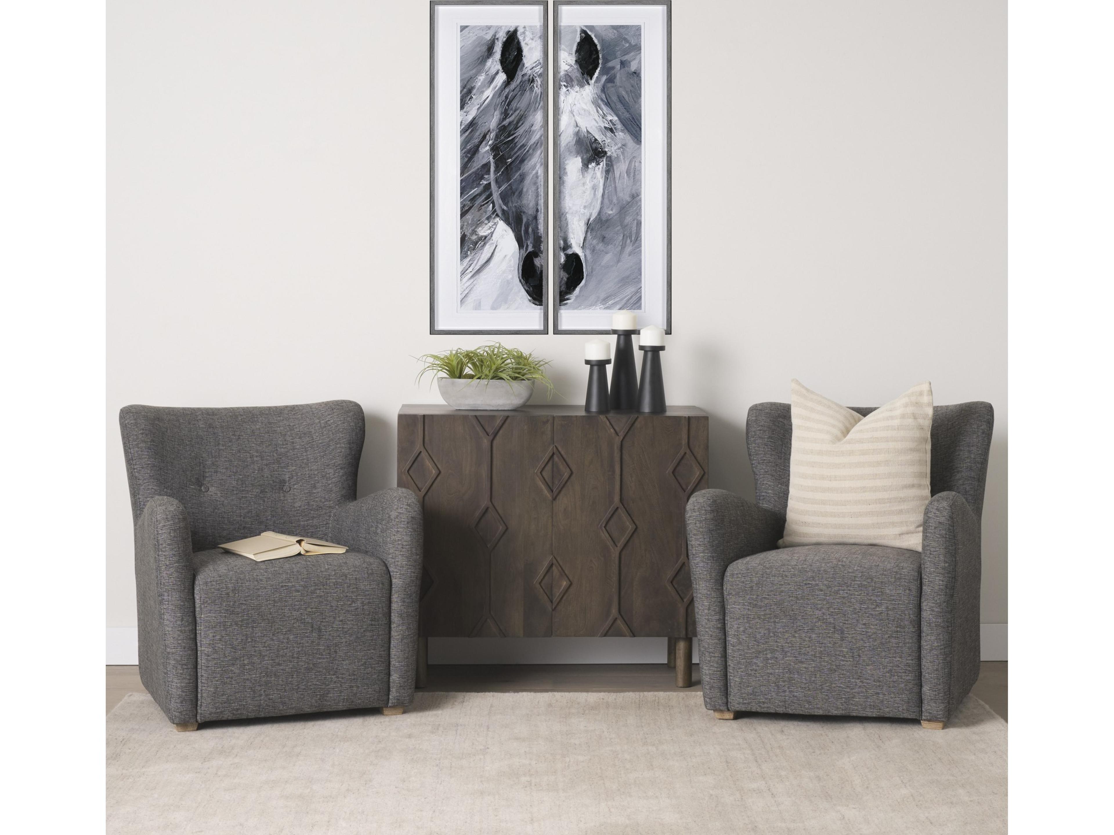 Mercana Dunstan Accent Chair Upholstered Gray Twill Fabric and Medium Brown Wood Feet