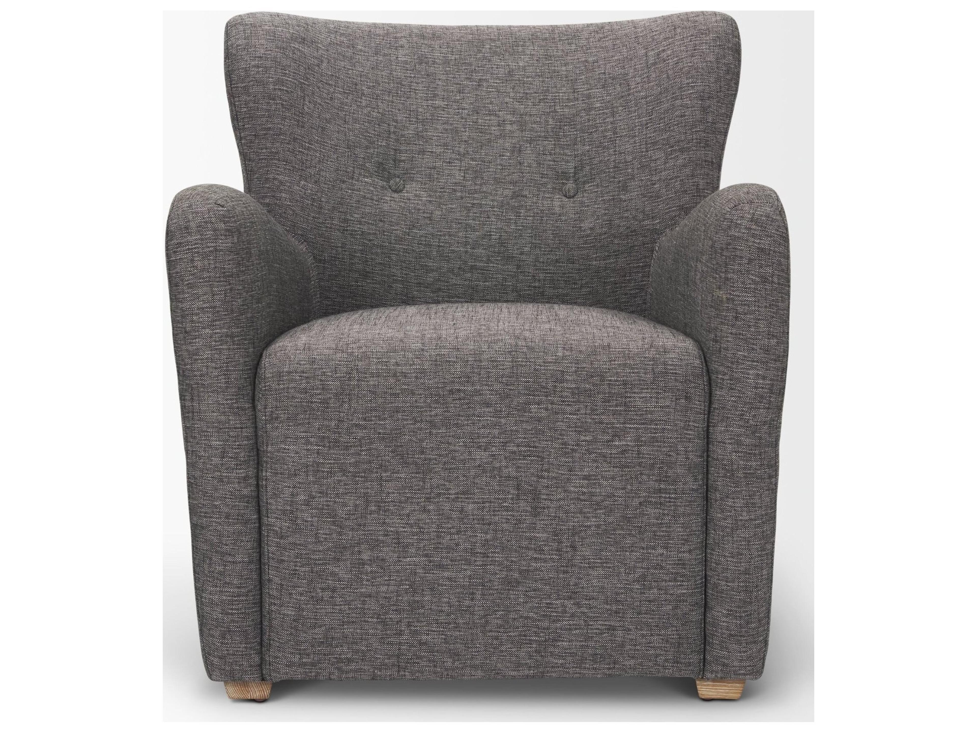 Mercana Dunstan Accent Chair Upholstered Gray Twill Fabric and Medium Brown Wood Feet