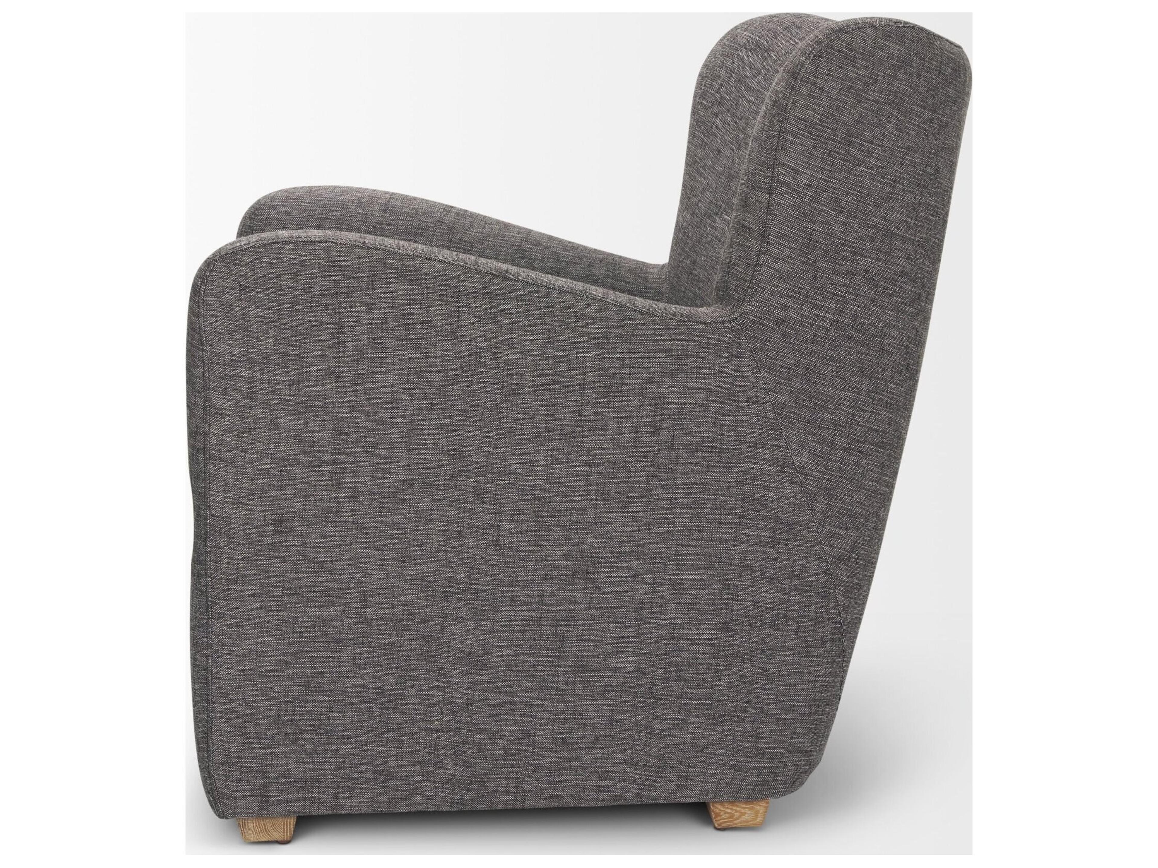 Mercana Dunstan Accent Chair Upholstered Gray Twill Fabric and Medium Brown Wood Feet