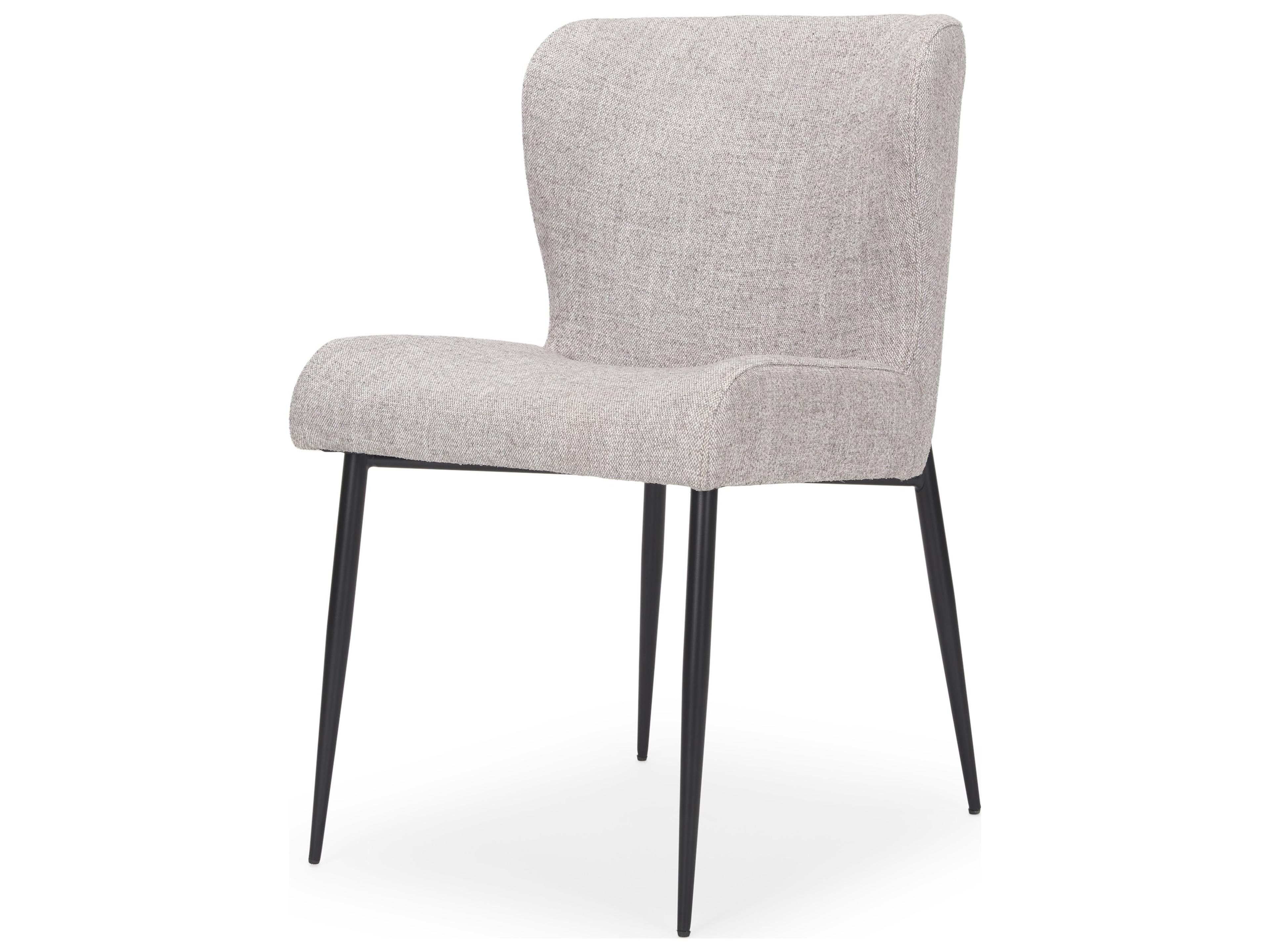 Mercana Hartt Dining Chair W/ Matte Black Metal Frame and Gray Fabric