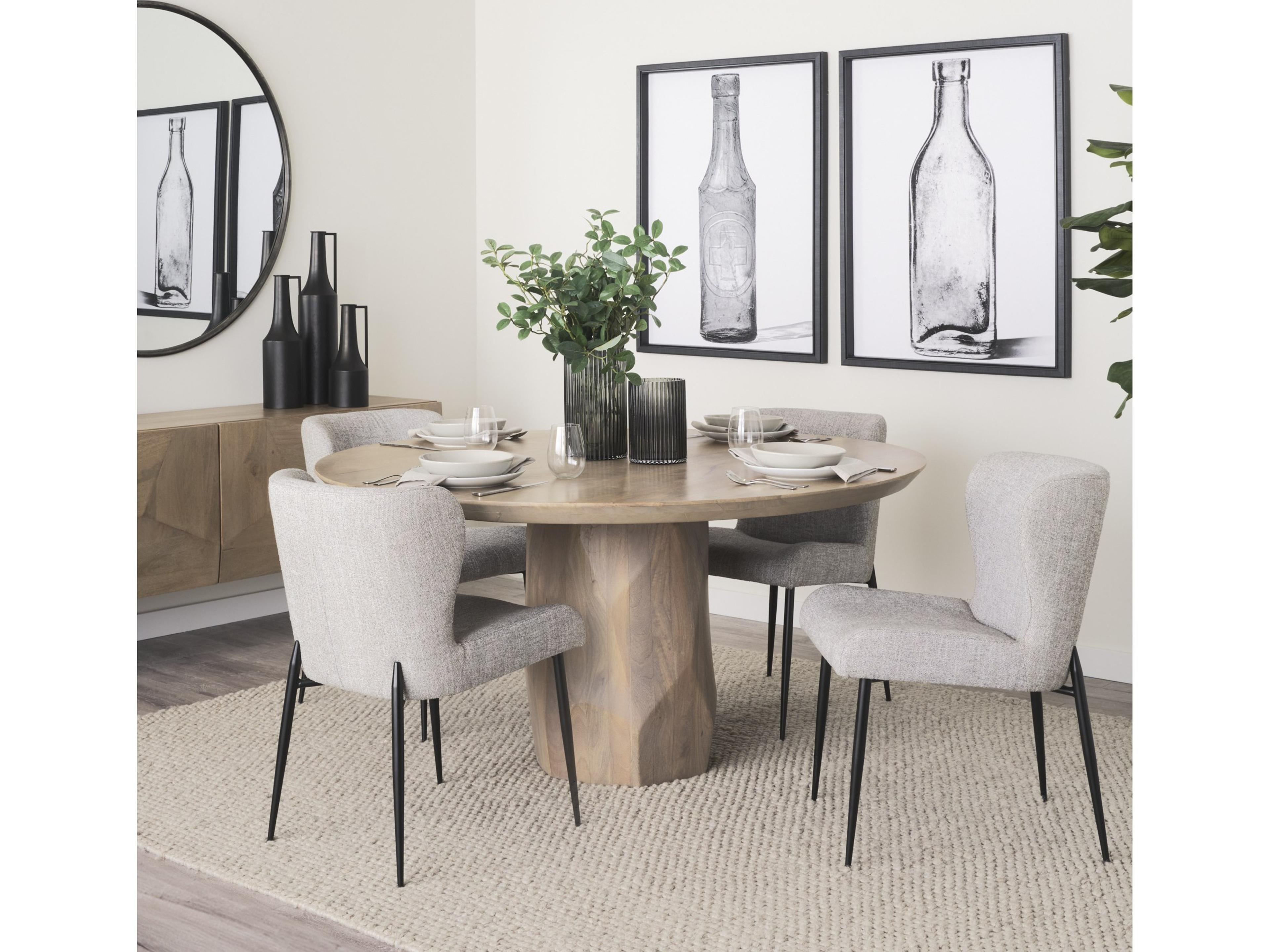 Mercana Hartt Dining Chair W/ Matte Black Metal Frame and Gray Fabric