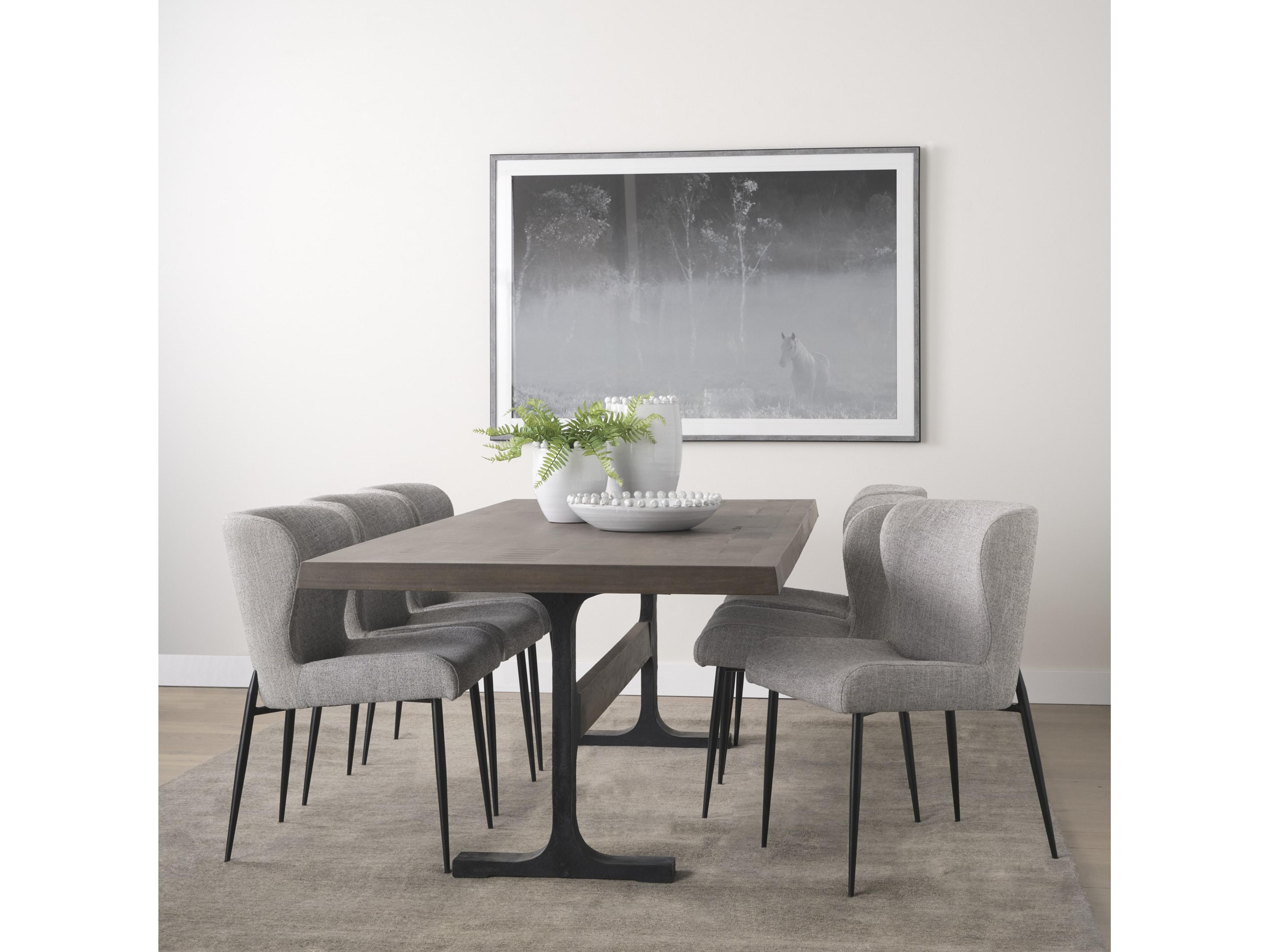 Mercana Hartt Dining Chair W/ Matte Black Metal Frame and Gray Fabric