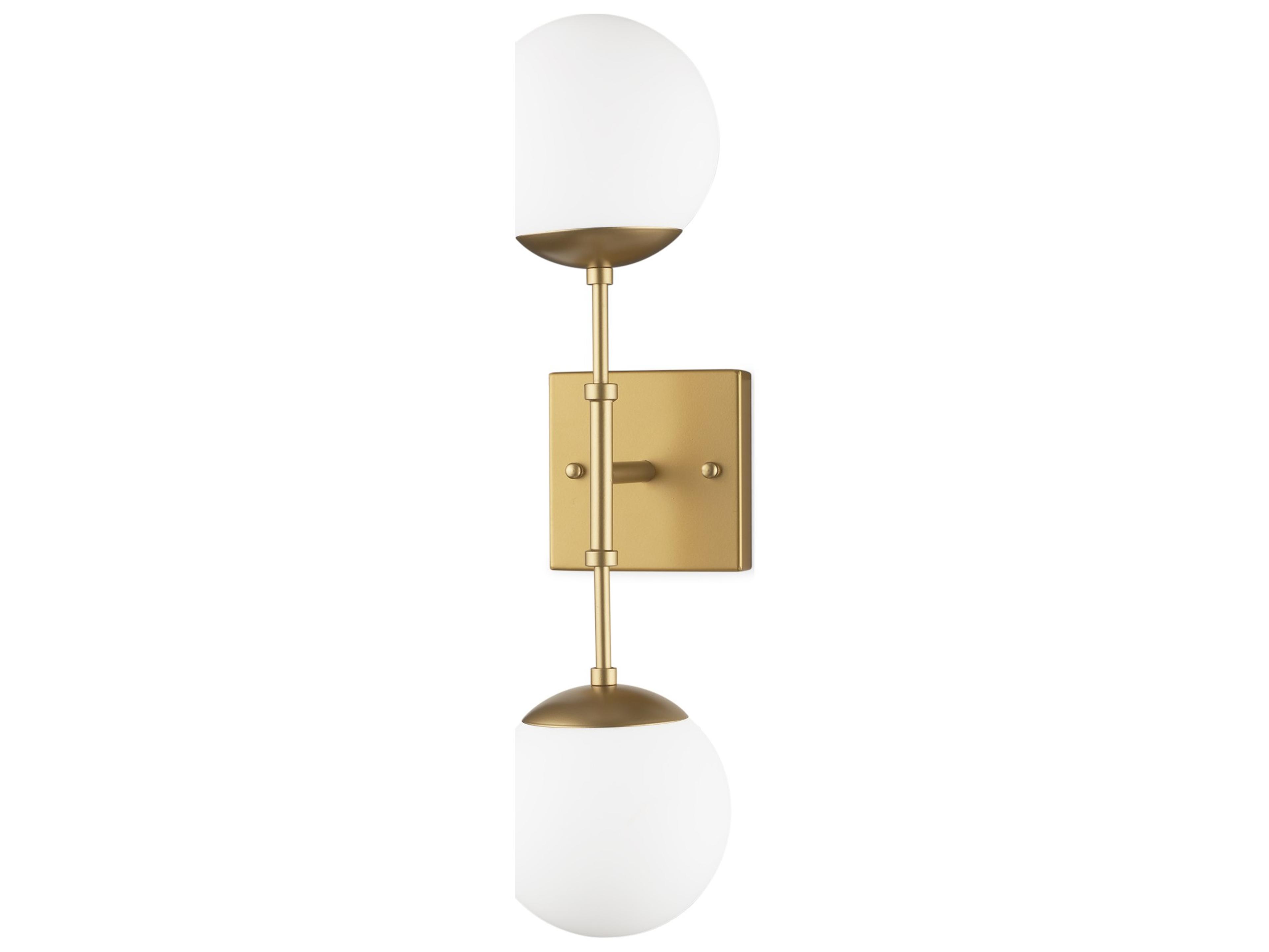 Edie Brushed Gold Metal w/ Frosted Glass Globes 2-Light Wall Sconce
