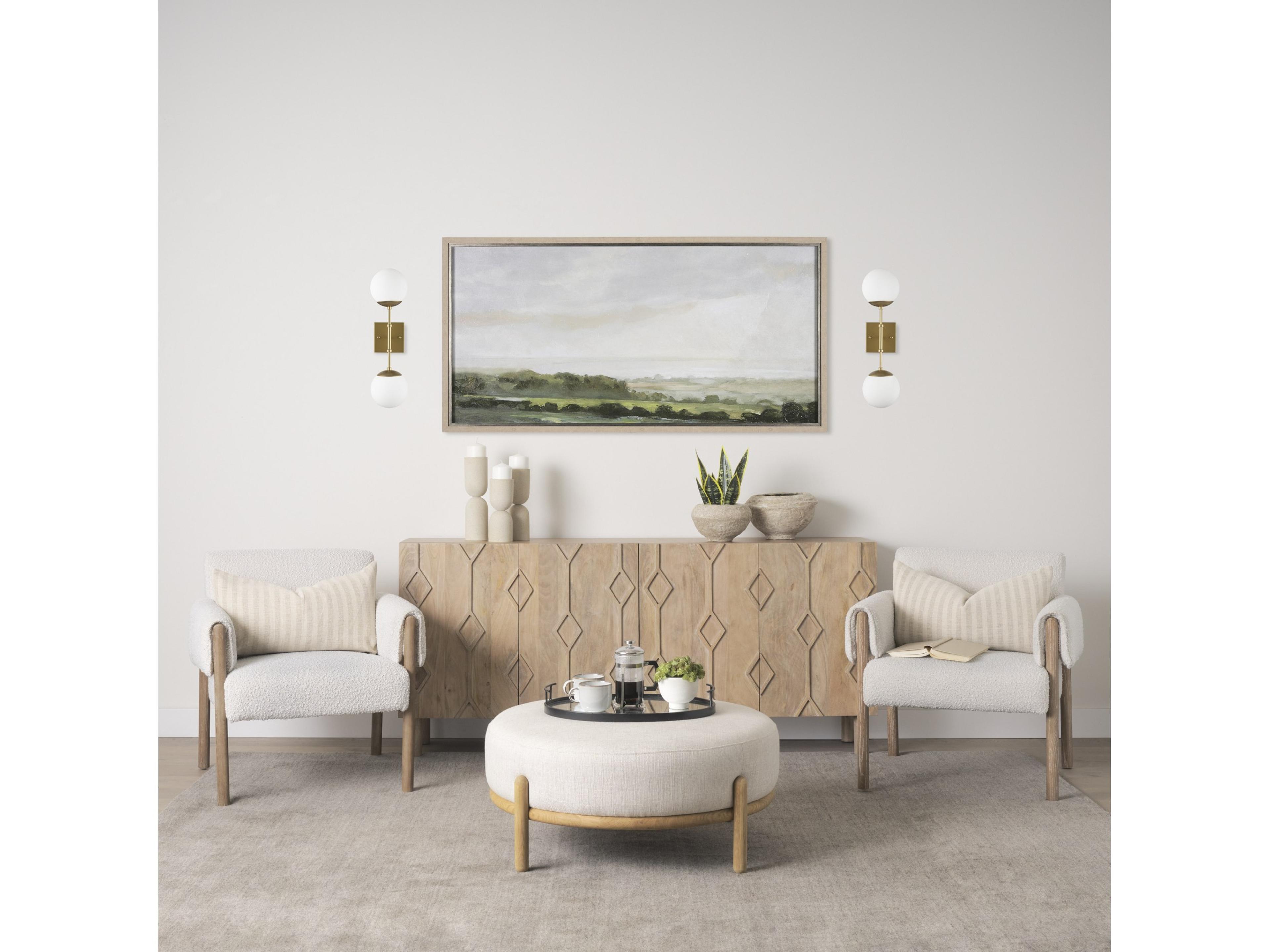 Mercana Edie Brushed Gold Metal w/ Frosted Glass Globes 2-Light Wall Sconce