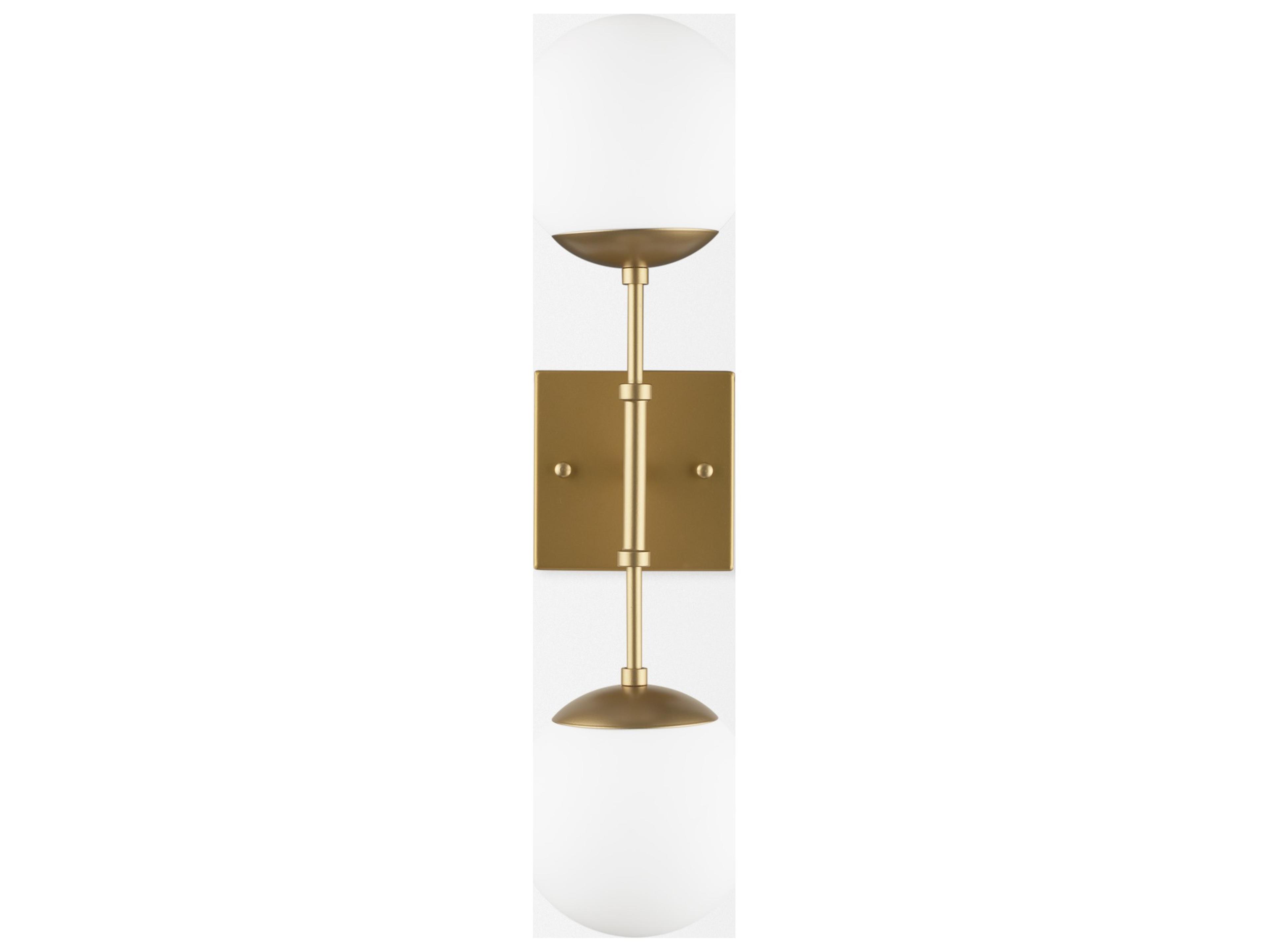 Mercana Edie Brushed Gold Metal w/ Frosted Glass Globes 2-Light Wall Sconce