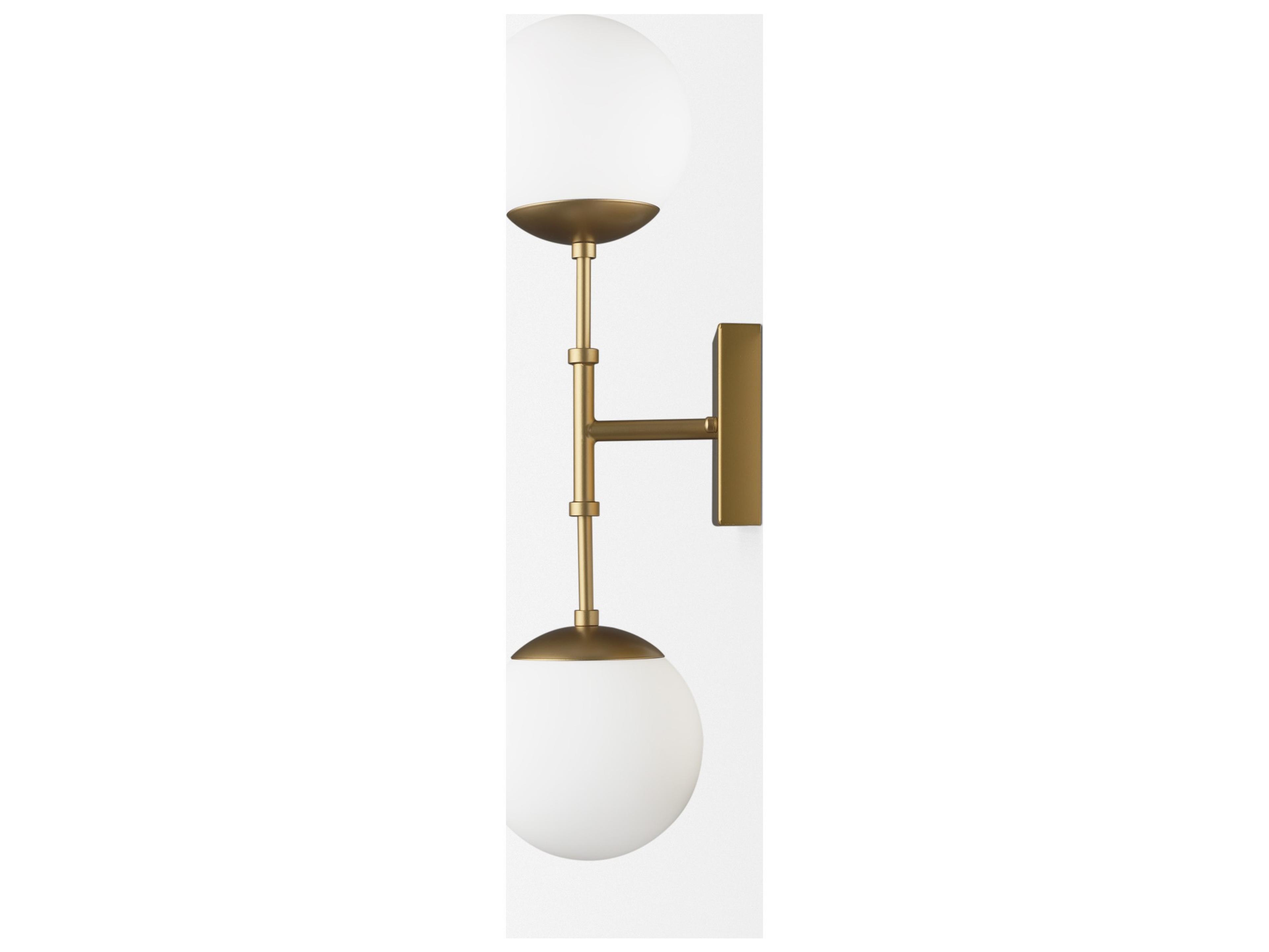Mercana Edie Brushed Gold Metal w/ Frosted Glass Globes 2-Light Wall Sconce