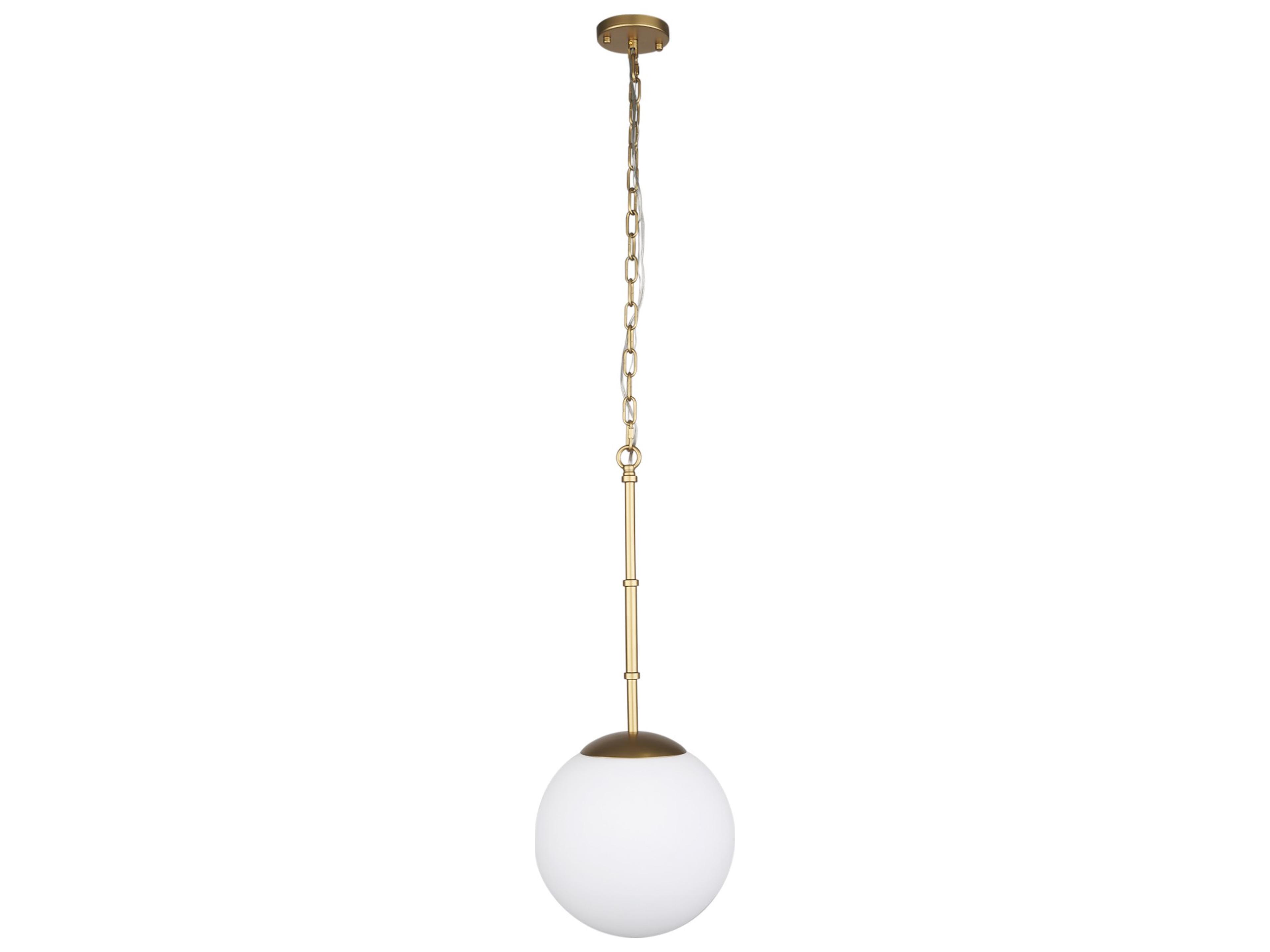 Mercana Edie Brushed Gold Metal w/ Frosted Glass Globe 1-Light Pendant