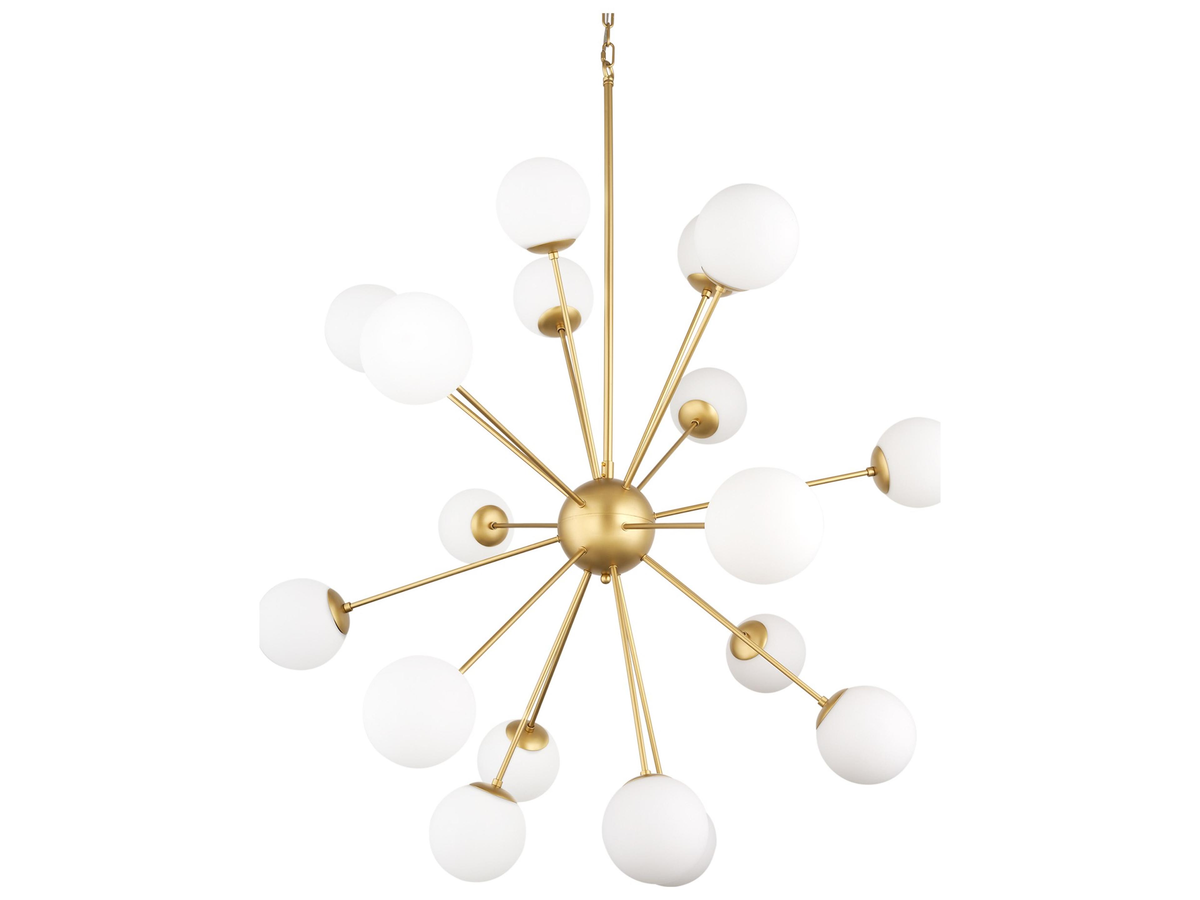 Barbara Brushed Gold Metal w/ Frosted Glass Globes  18-Light Chandelier