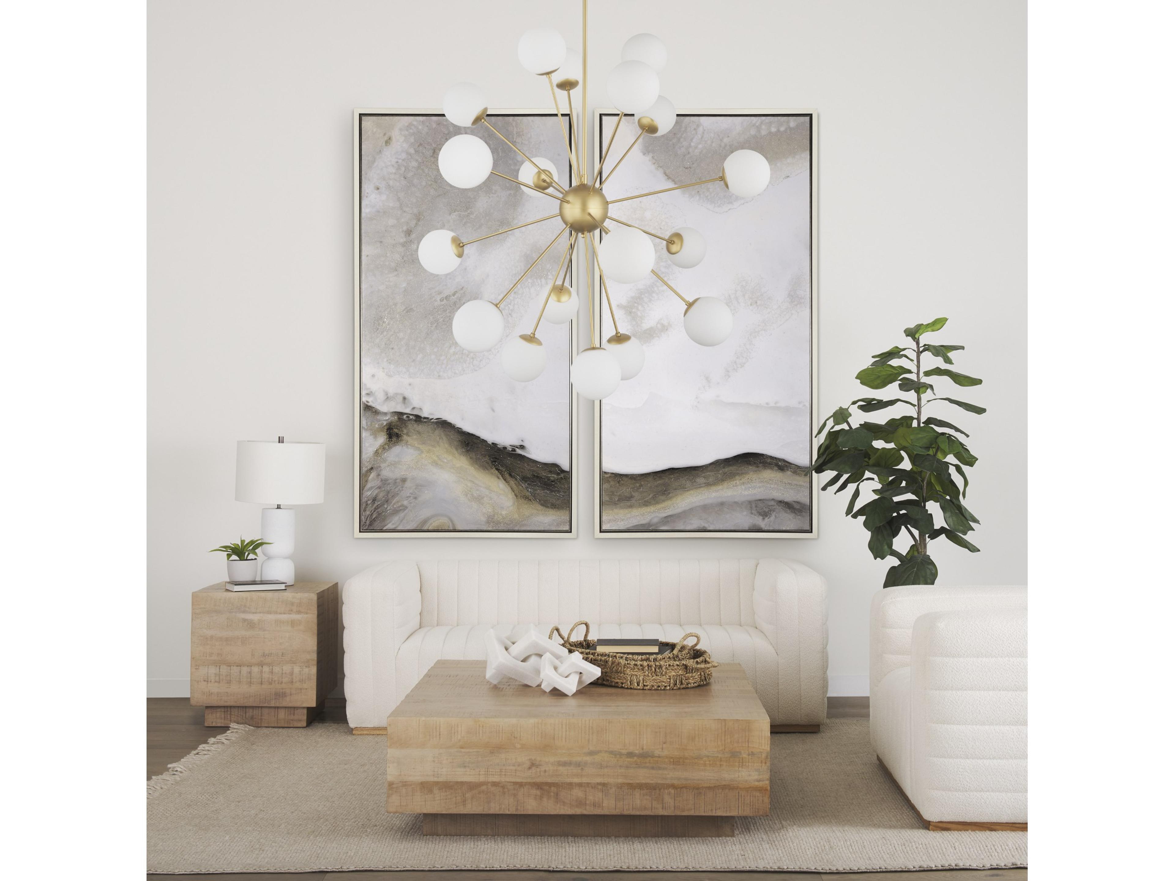 Mercana Barbara Brushed Gold Metal w/ Frosted Glass Globes  18-Light Chandelier