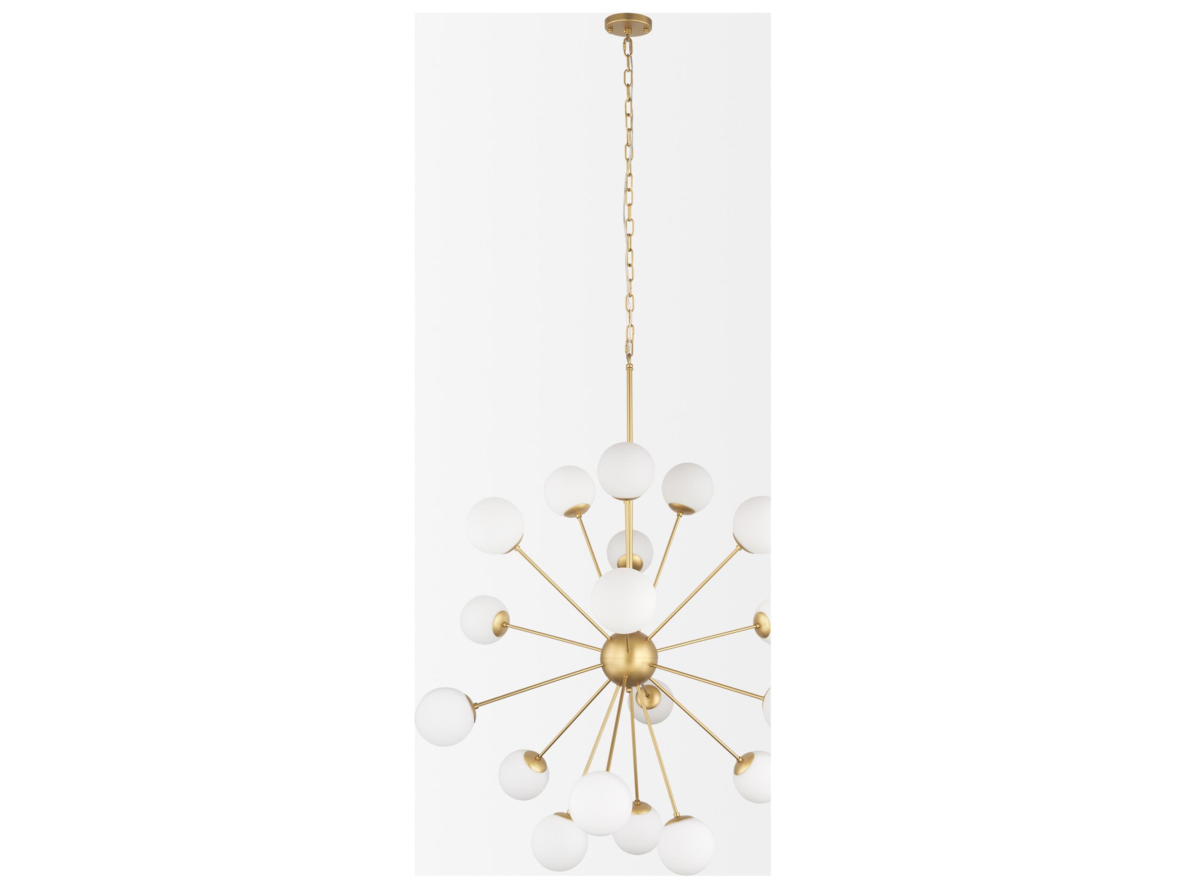 Mercana Barbara Brushed Gold Metal w/ Frosted Glass Globes  18-Light Chandelier