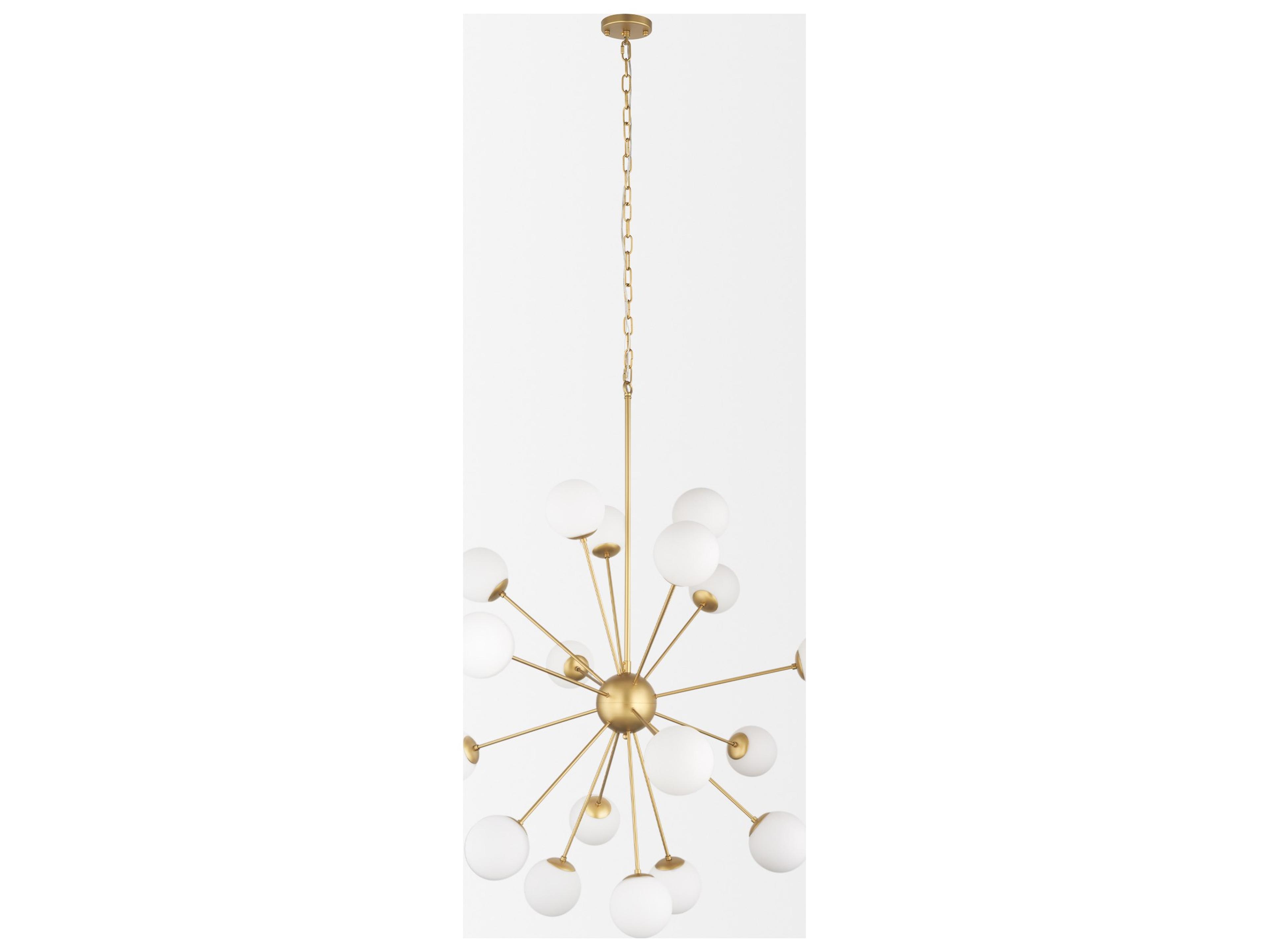 Mercana Barbara Brushed Gold Metal w/ Frosted Glass Globes  18-Light Chandelier