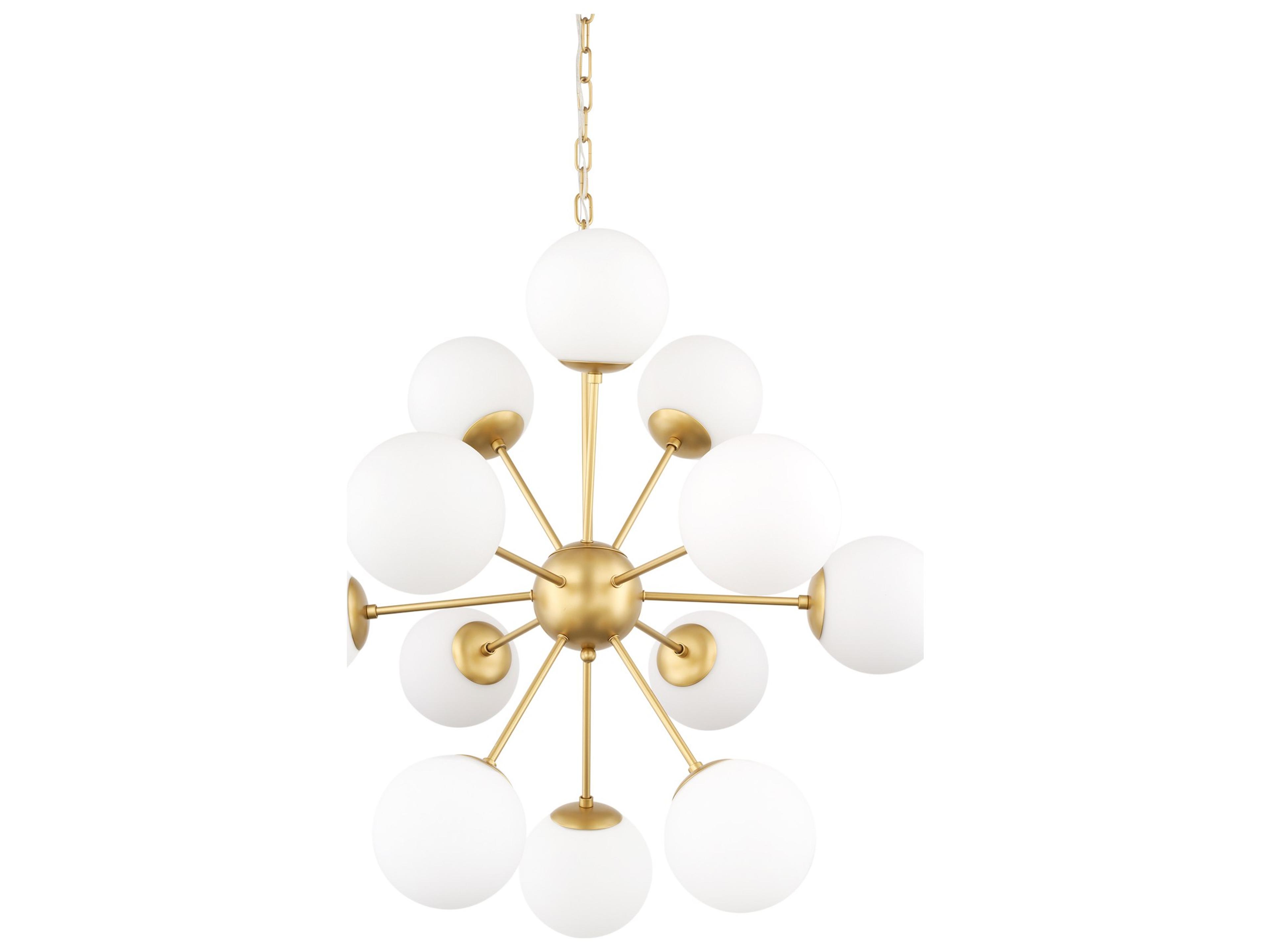 Barbara Brushed Gold Metal w/ Frosted Glass Globes 11-Light Chandelier
