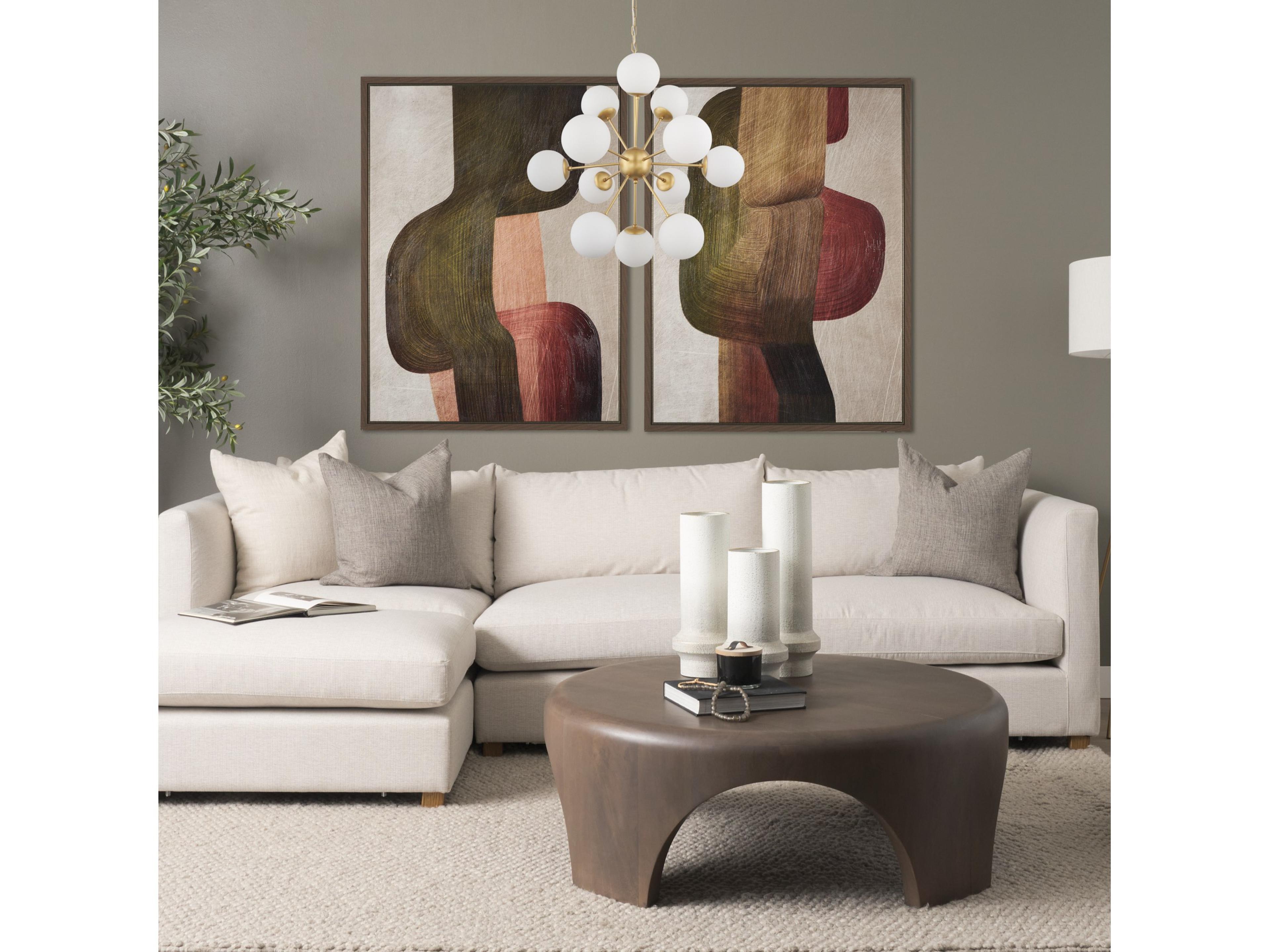 Mercana Barbara Brushed Gold Metal w/ Frosted Glass Globes 11-Light Chandelier