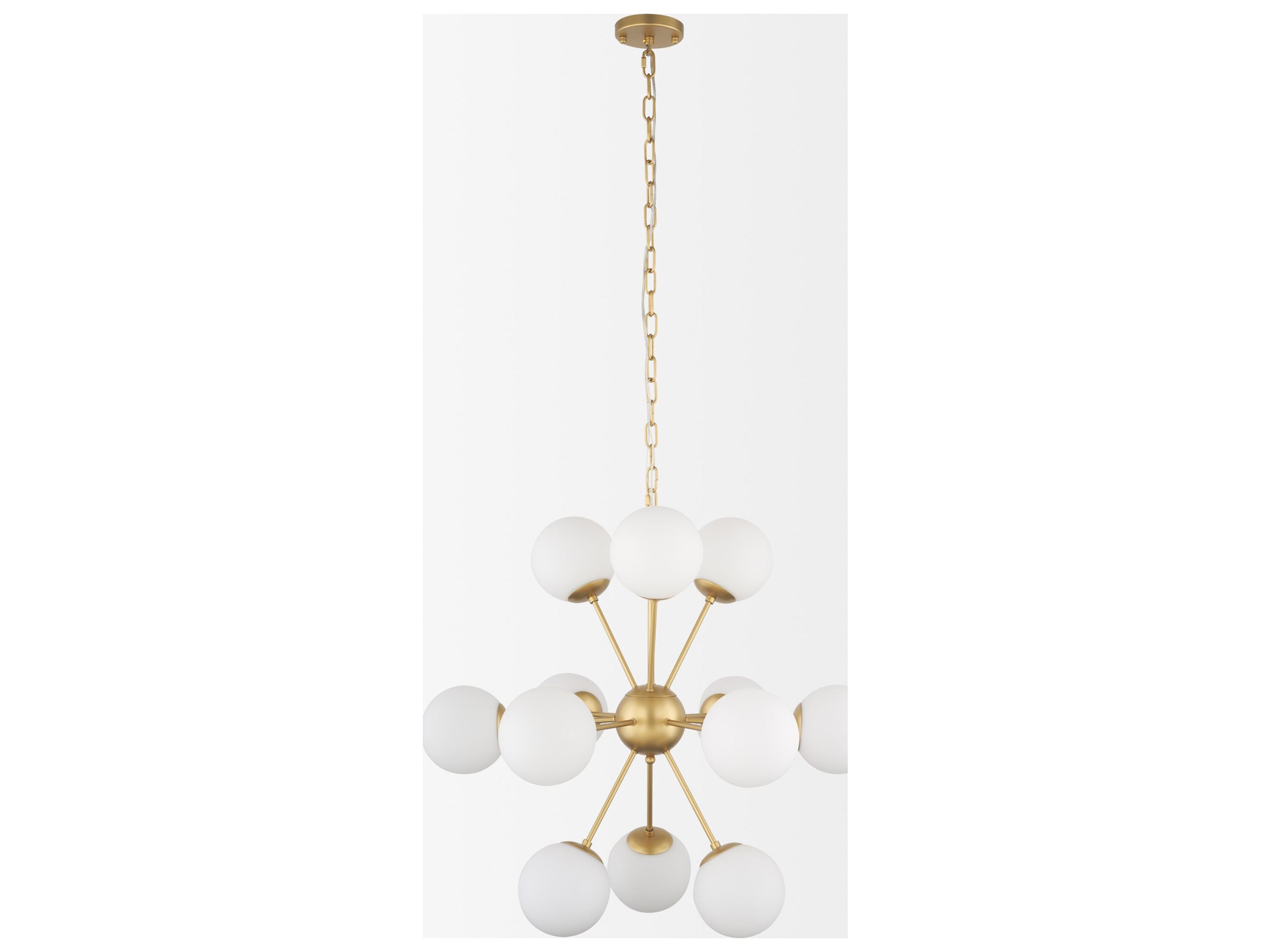 Mercana Barbara Brushed Gold Metal w/ Frosted Glass Globes 11-Light Chandelier