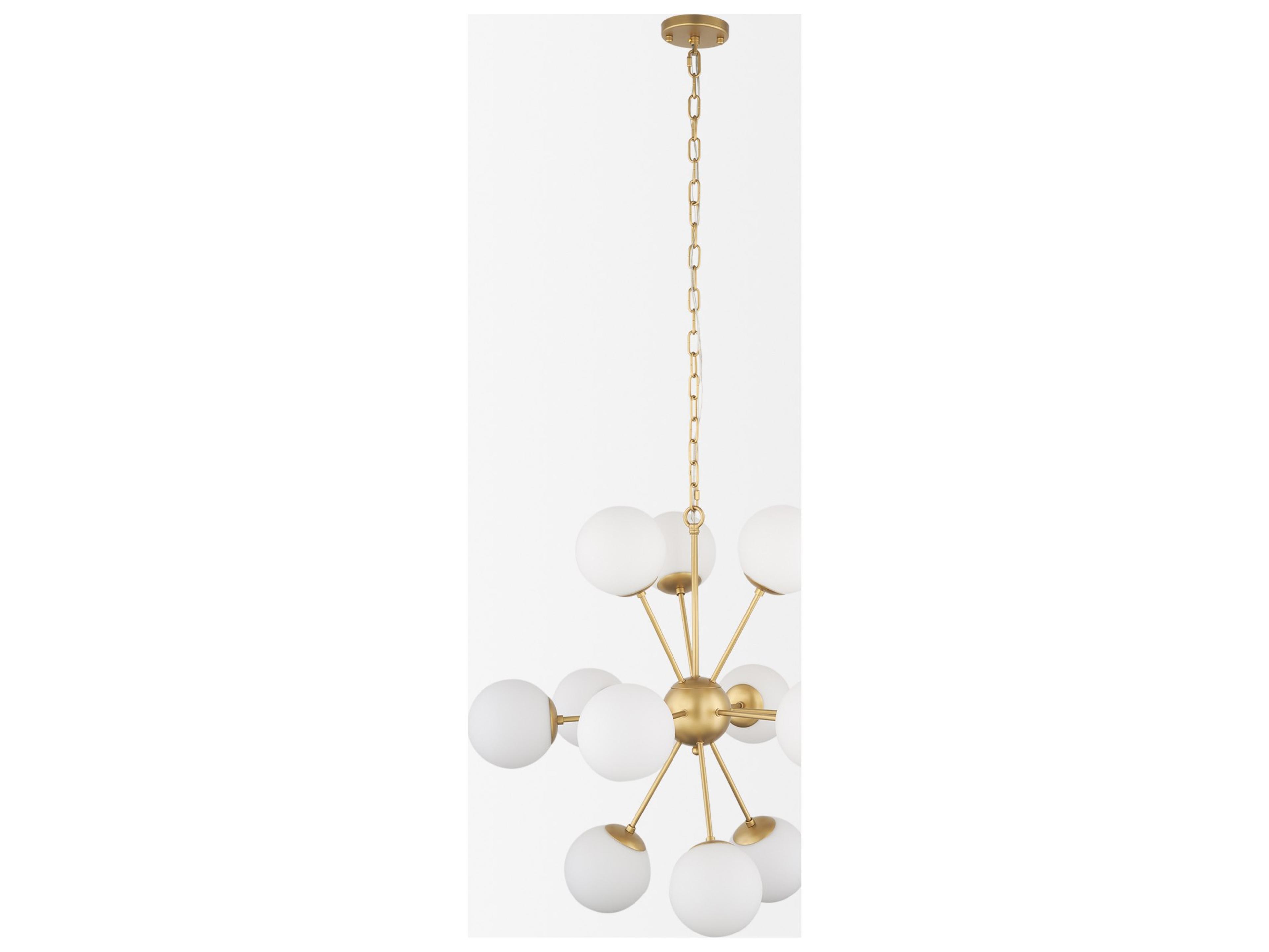 Mercana Barbara Brushed Gold Metal w/ Frosted Glass Globes 11-Light Chandelier