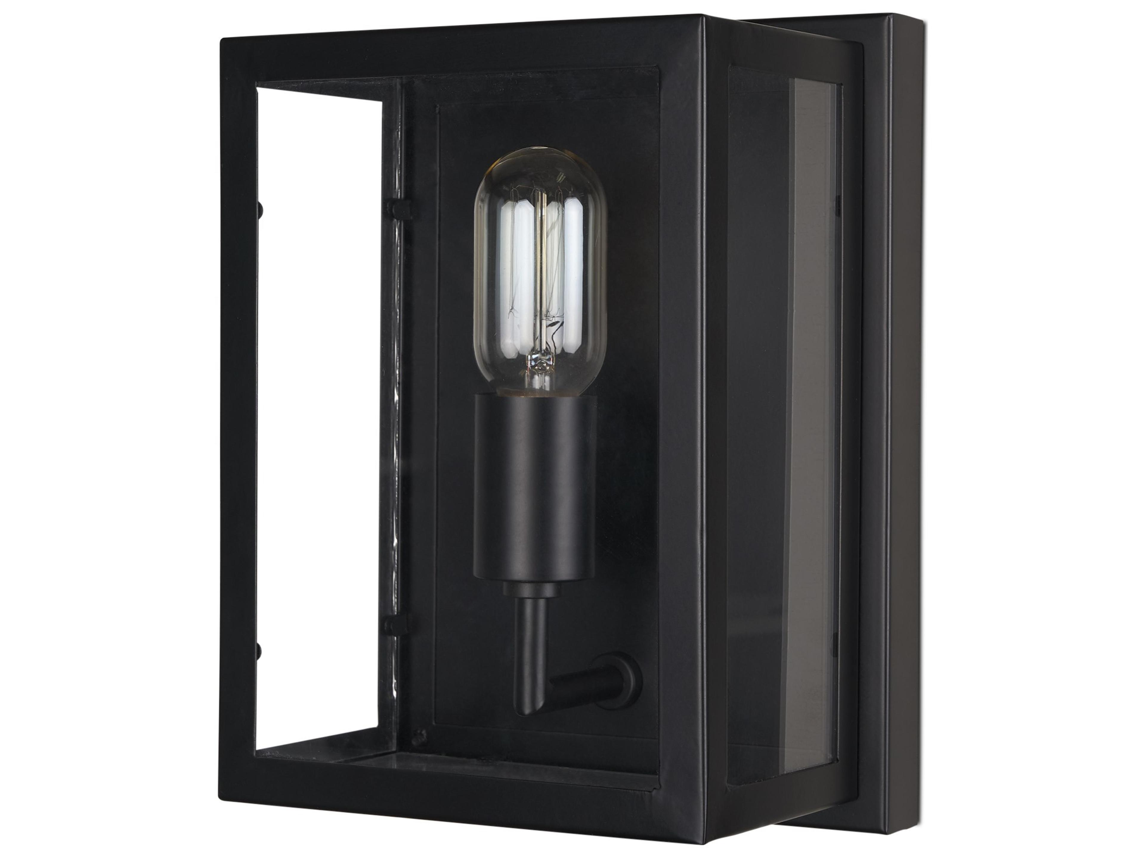 Cairn Matte Black Metal w/ Glass 1-Light Wall Sconce