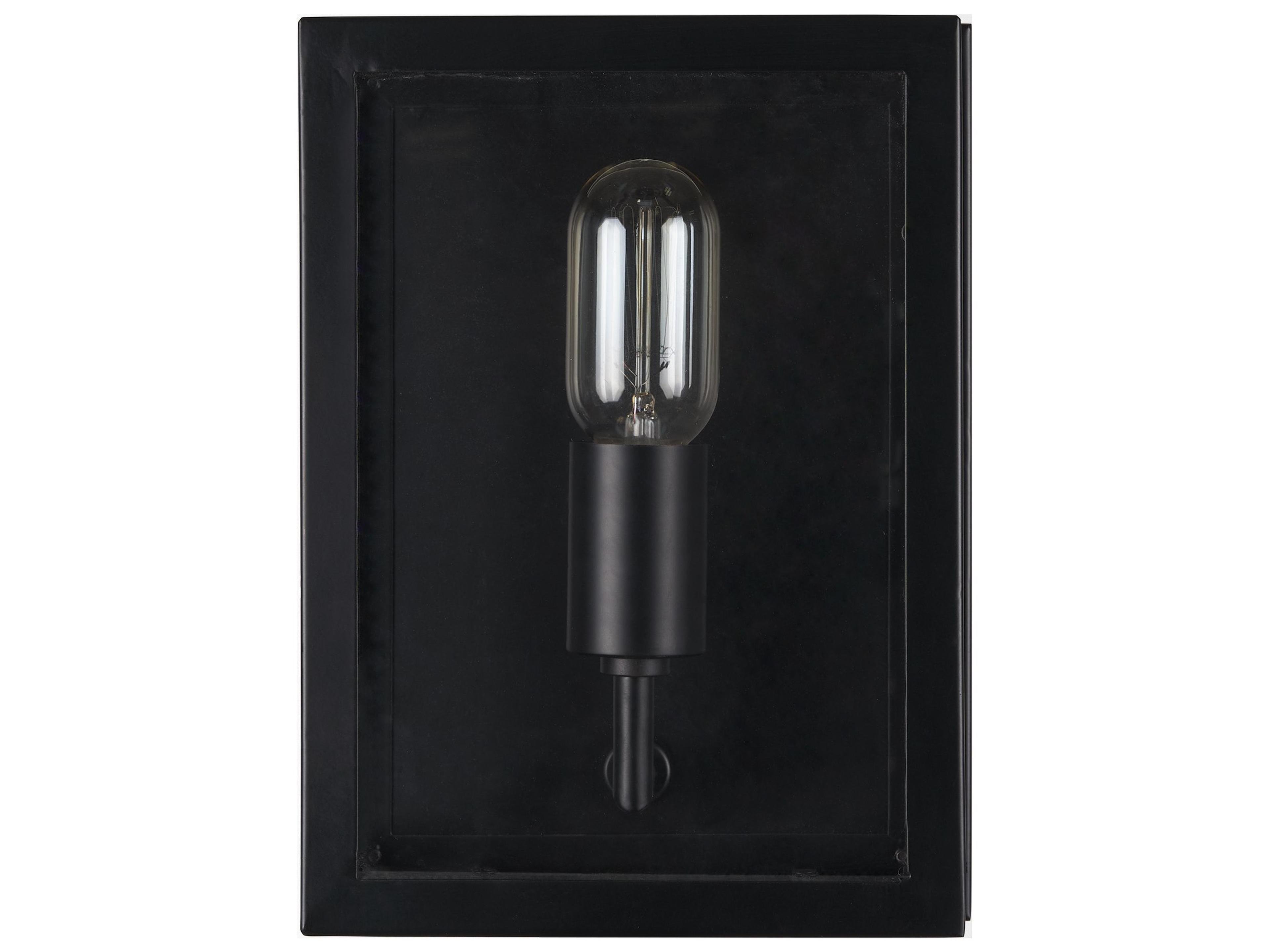 Mercana Cairn Matte Black Metal w/ Glass 1-Light Wall Sconce