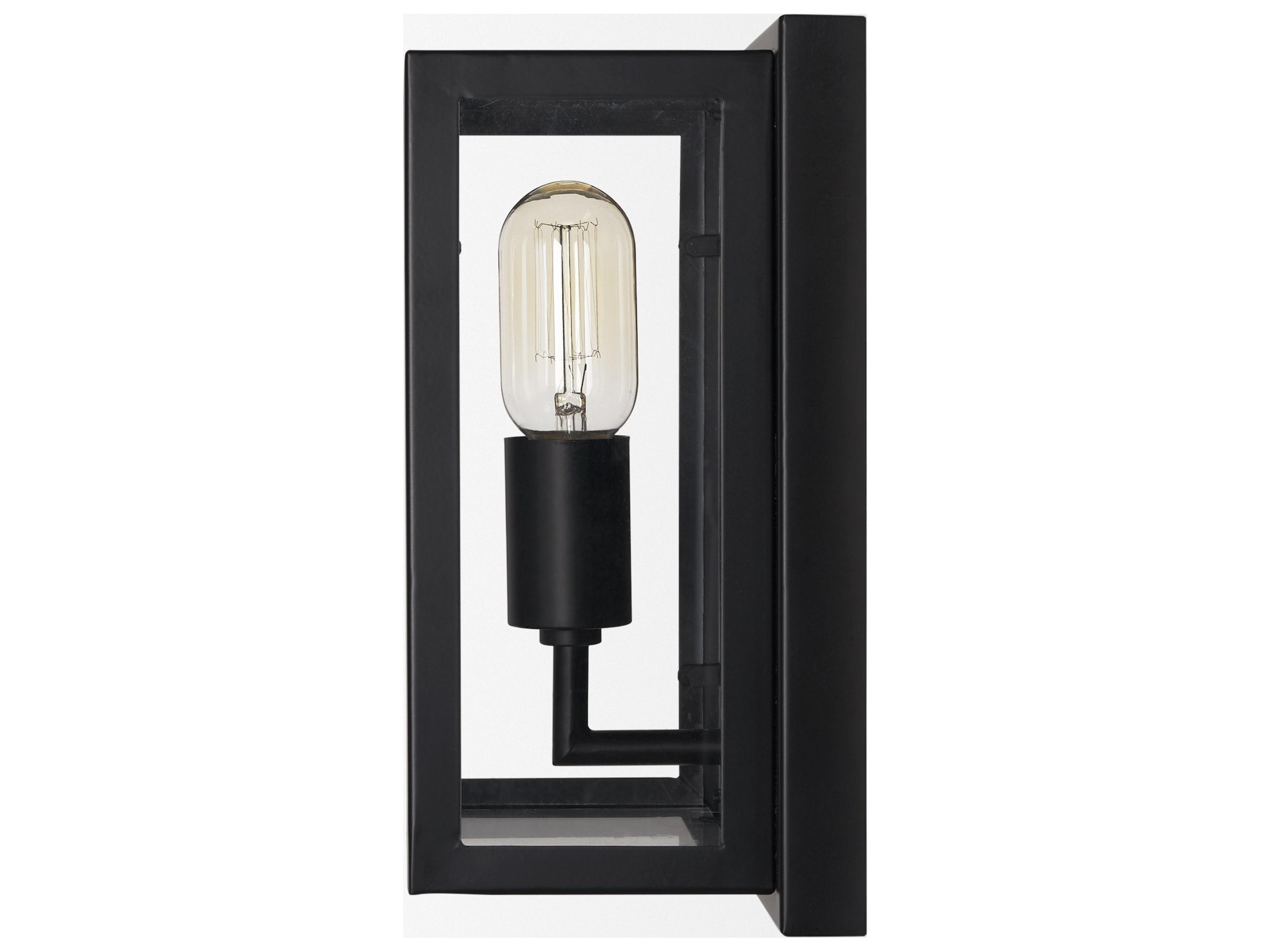 Mercana Cairn Matte Black Metal w/ Glass 1-Light Wall Sconce
